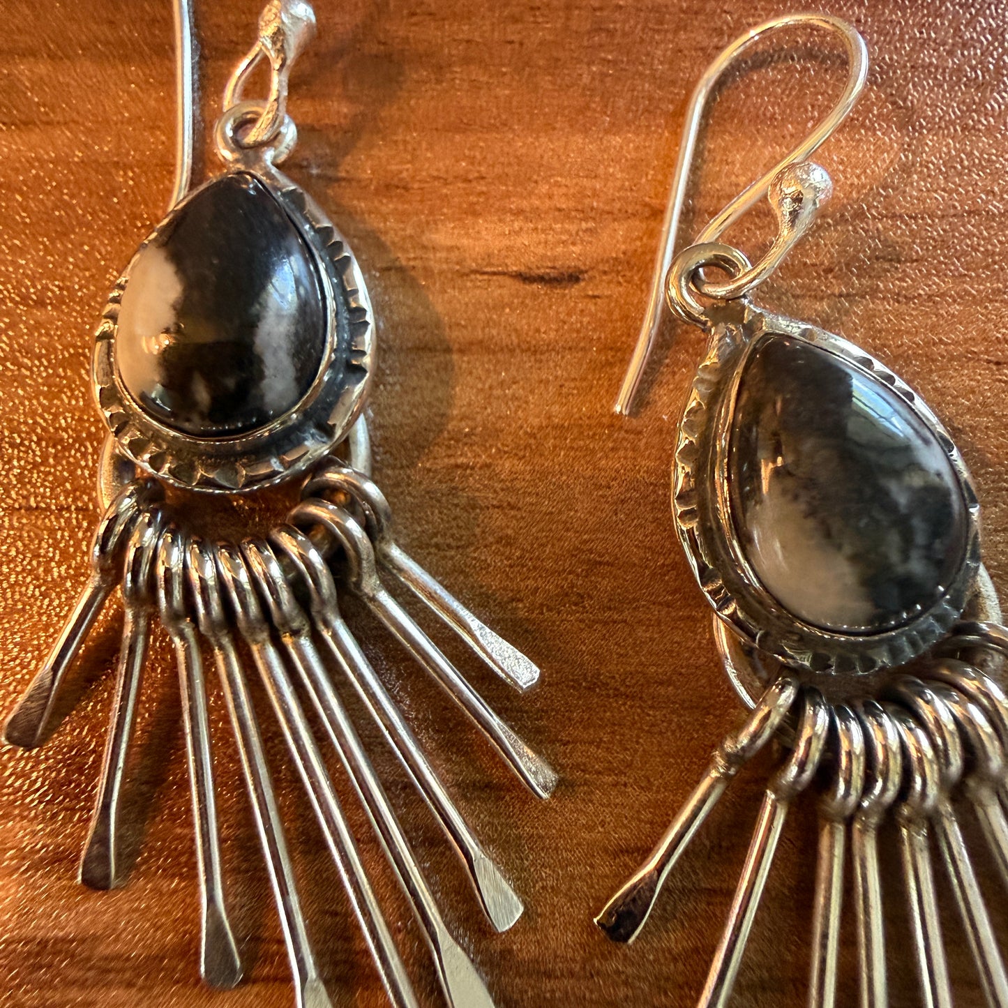 White Buffalo Turquoise Sterling Silver Dangle Earrings 2.7 Inches Silver Elegant