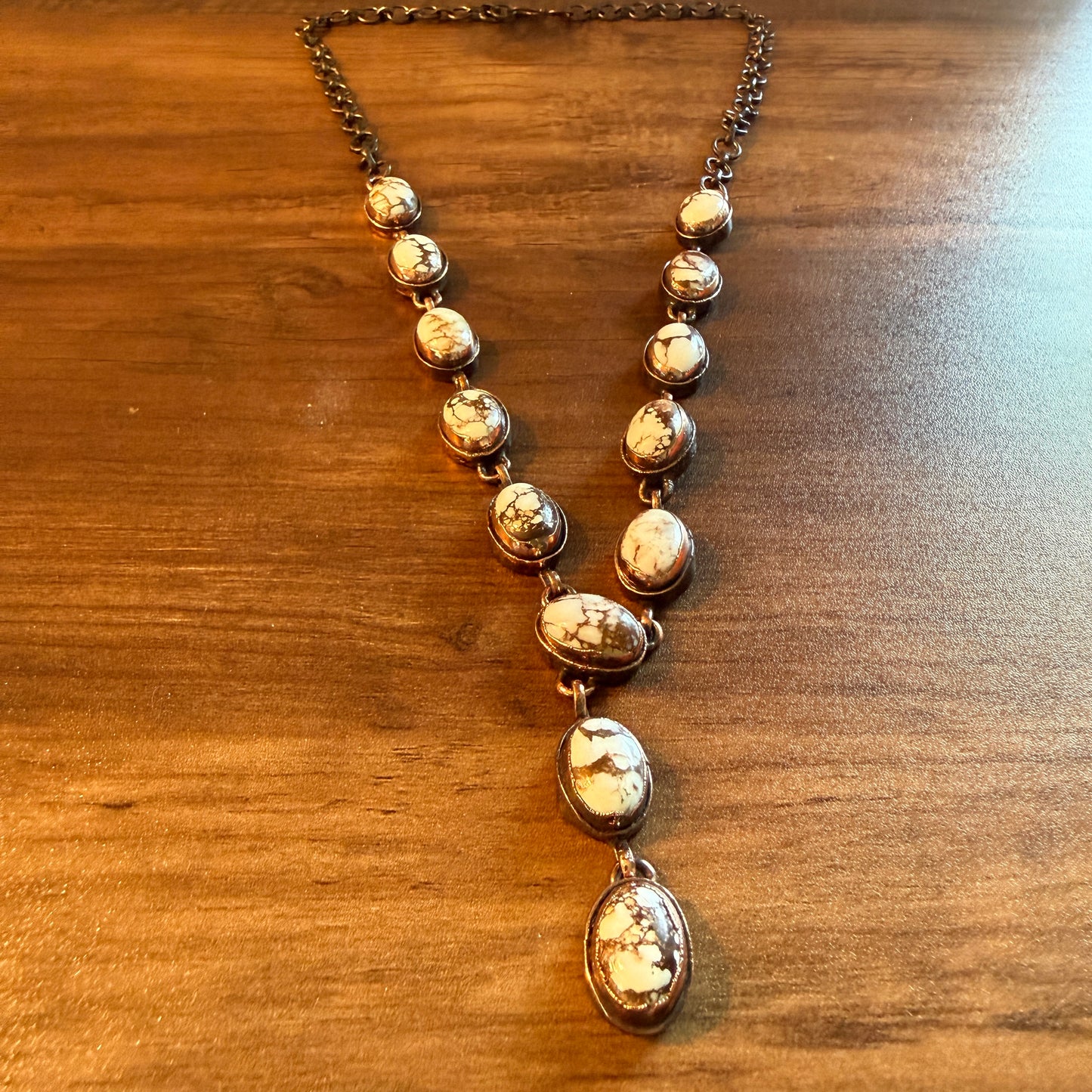 Handcrafted Wild Horse Dahlia Gemstone Pendant Necklace Copper Chain 18 Inch