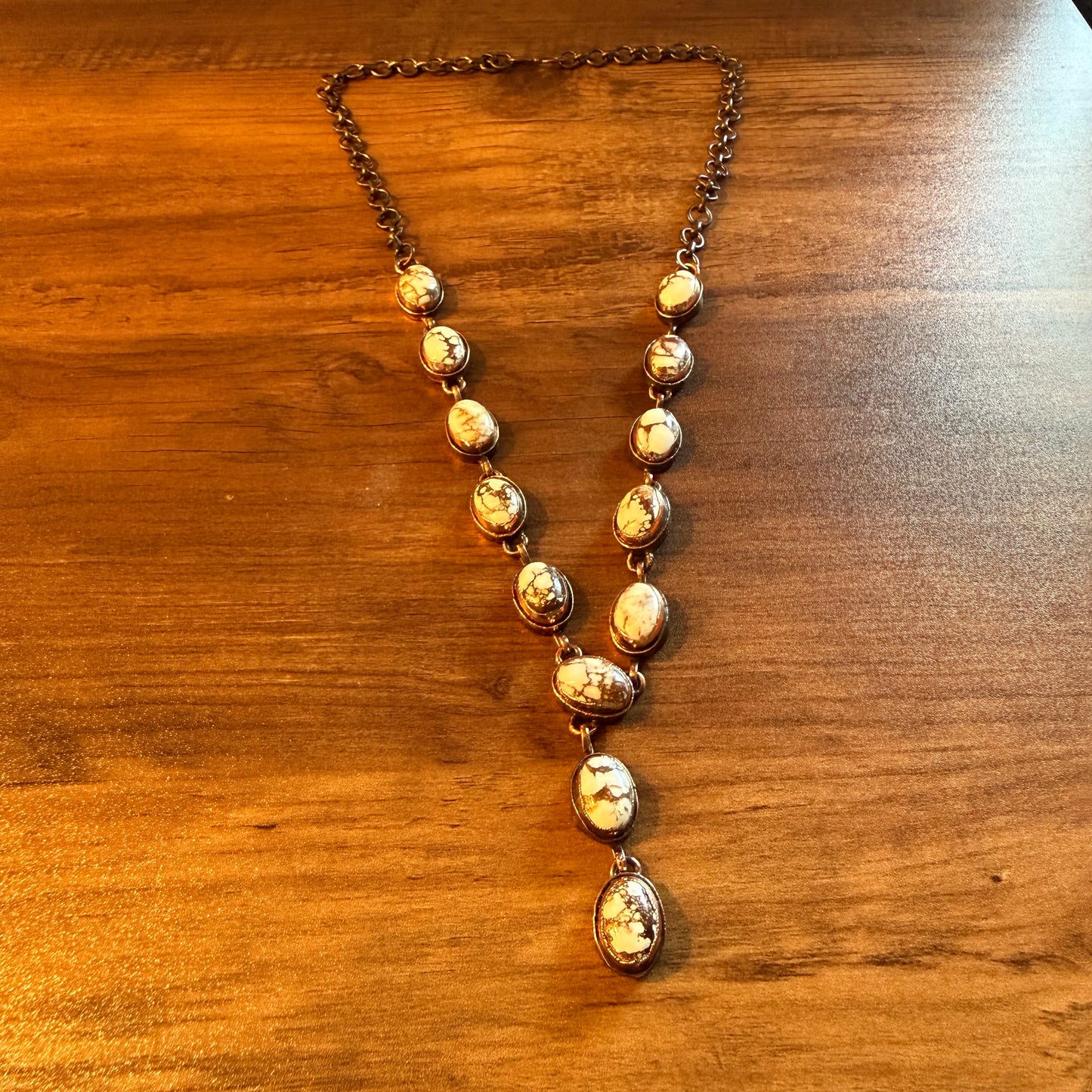 Handcrafted Wild Horse Dahlia Gemstone Pendant Necklace Copper Chain 18 Inch