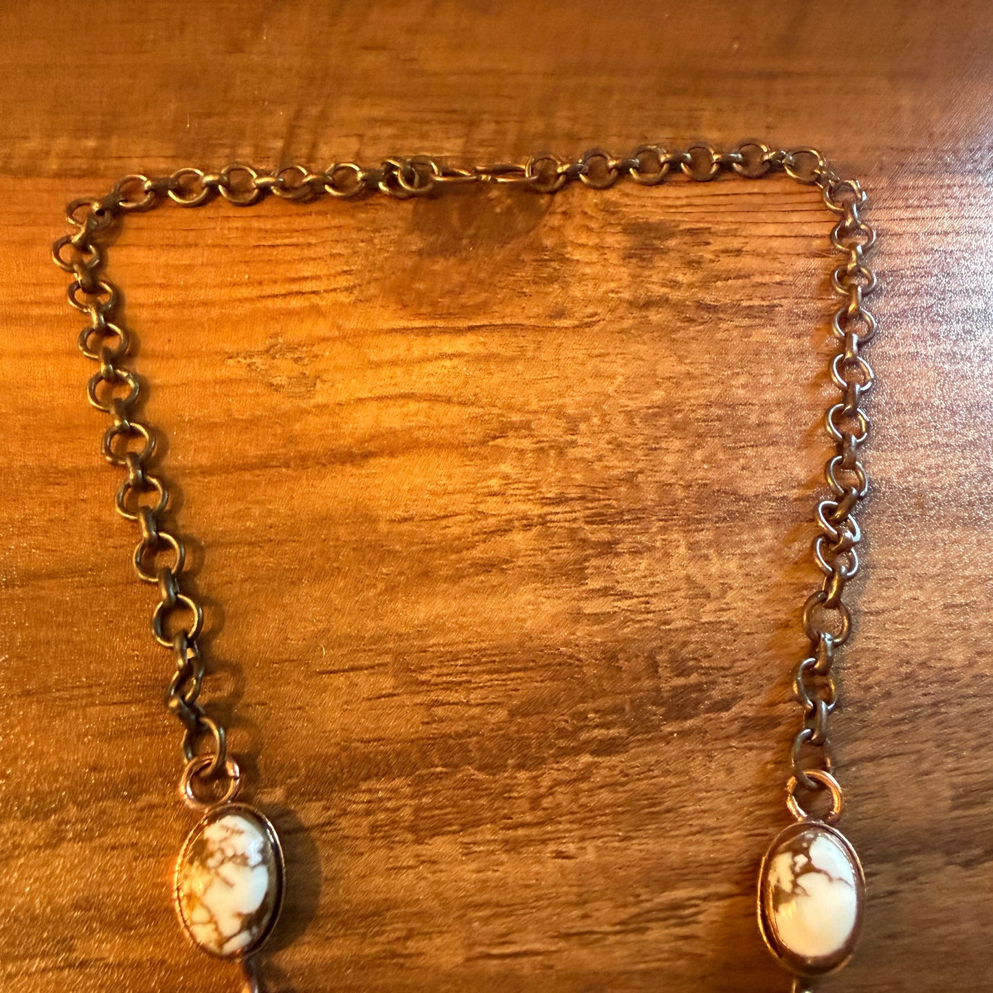 Handcrafted Wild Horse Dahlia Gemstone Pendant Necklace Copper Chain 18 Inch