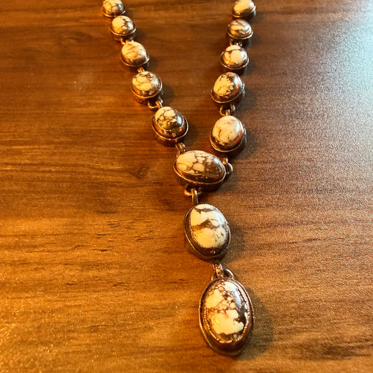 Handcrafted Wild Horse Dahlia Gemstone Pendant Necklace Copper Chain 18 Inch