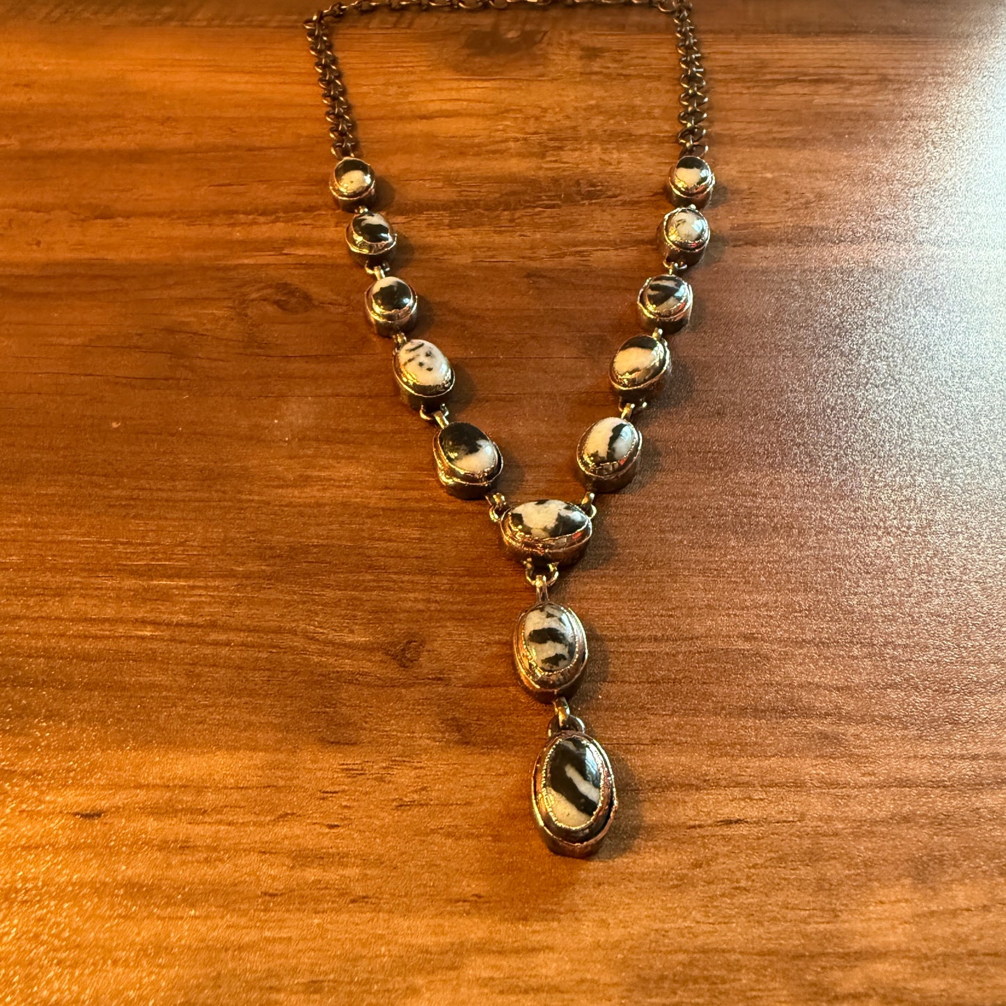 Handcrafted White Buffalo Dahlia Necklace With Copper Chain 18 Inch