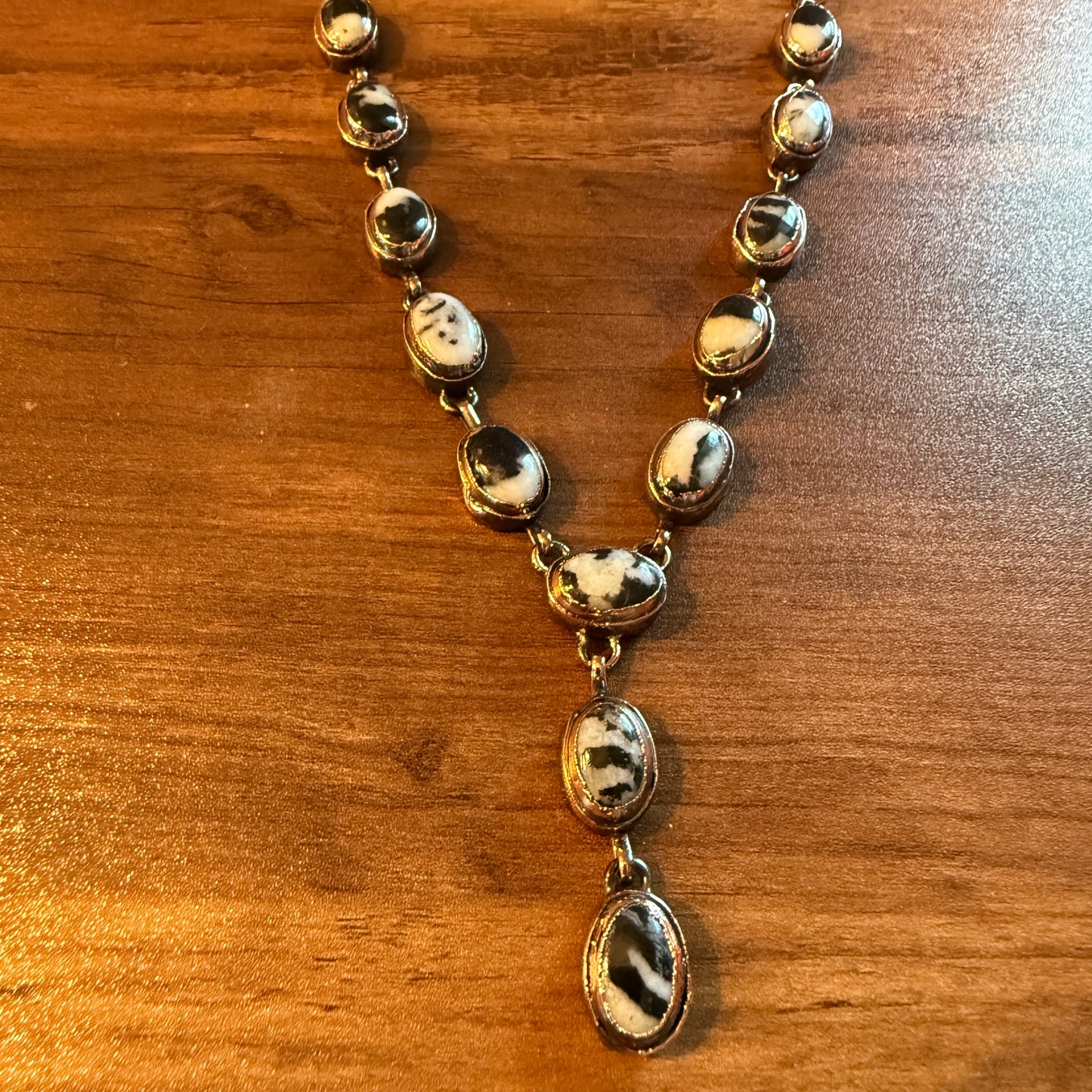 Handcrafted White Buffalo Dahlia Necklace With Copper Chain 18 Inch