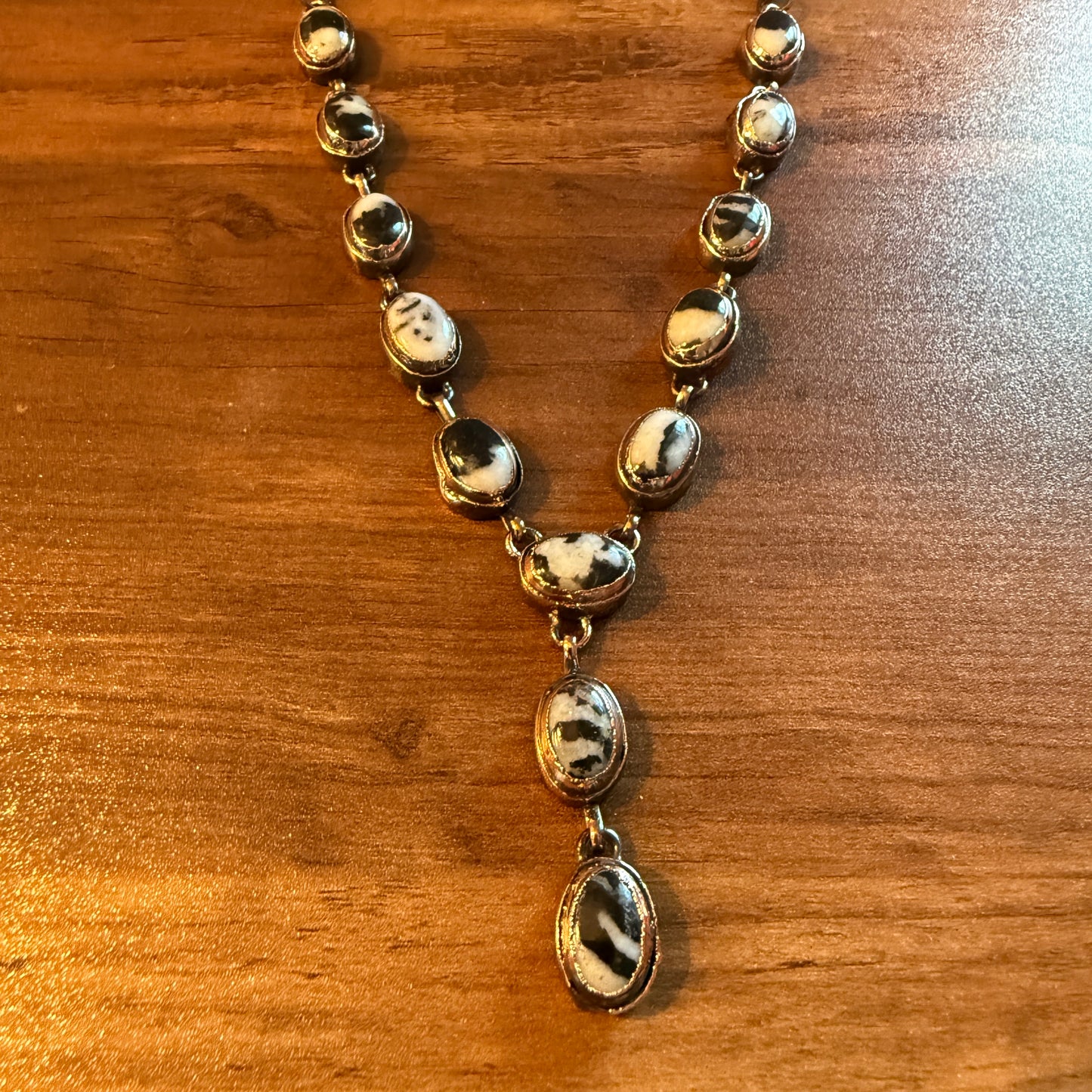 Handcrafted White Buffalo Dahlia Necklace With Copper Chain 18 Inch