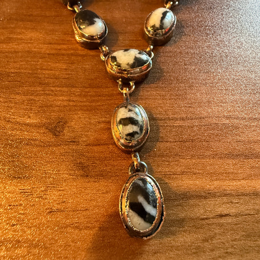 Handcrafted White Buffalo Dahlia Necklace With Copper Chain 18 Inch