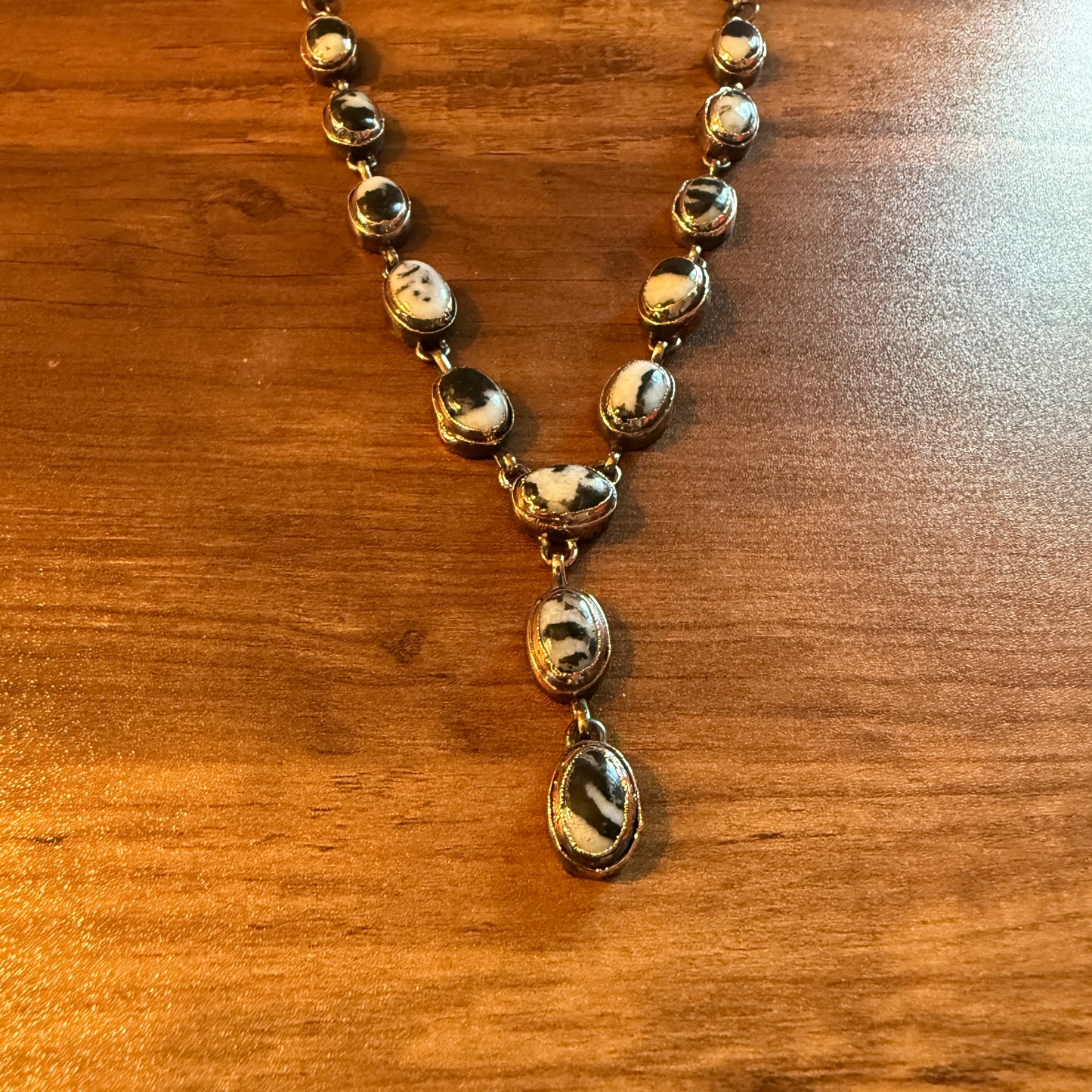 Handcrafted White Buffalo Dahlia Necklace With Copper Chain 18 Inch