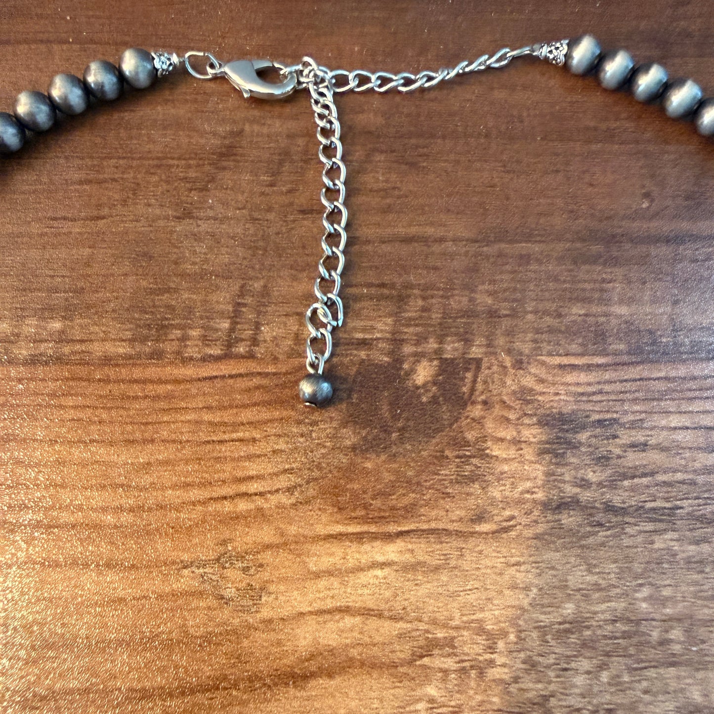 Handcrafted Thunderbird 6mm Pearl Bead Necklace 28 Inch Silver Elegant