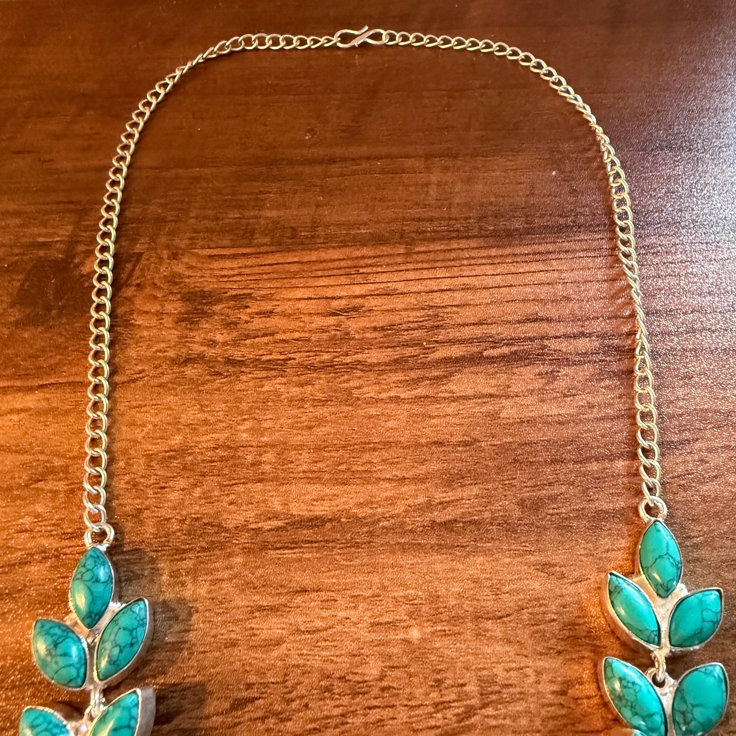 Blue Turquoise Gemstone Necklace In 925 Sterling Silver 18 Inch