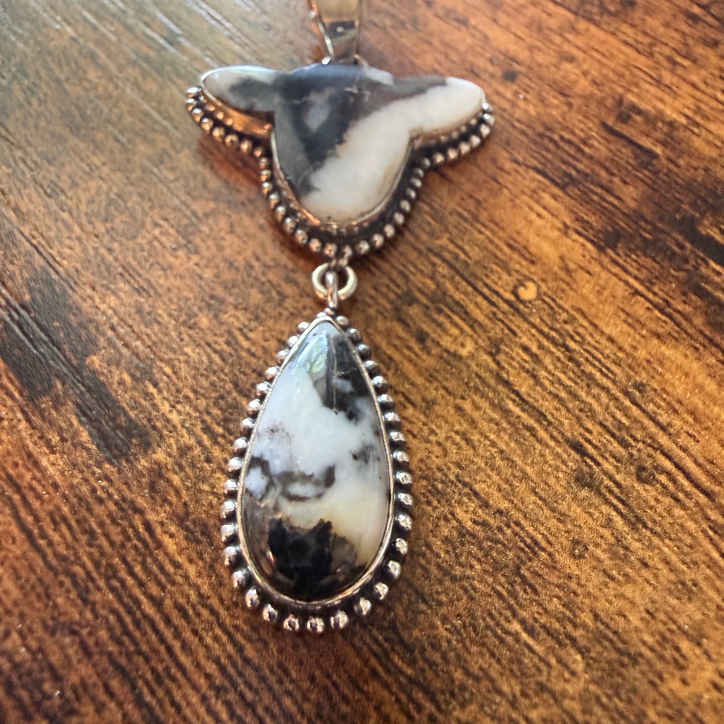 White Buffalo Turquoise Dahlia Pendant 925 Sterling Silver Handcrafted