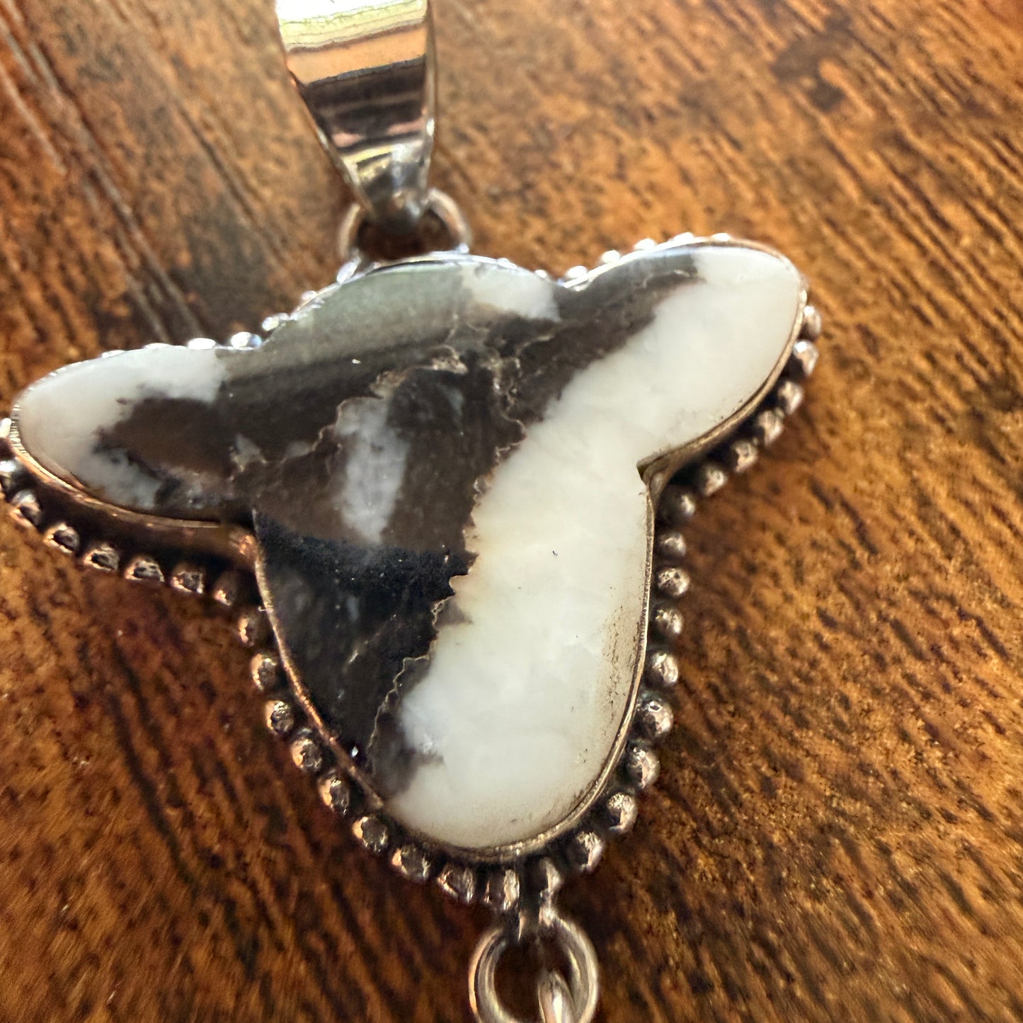 White Buffalo Turquoise Dahlia Pendant 925 Sterling Silver Handcrafted