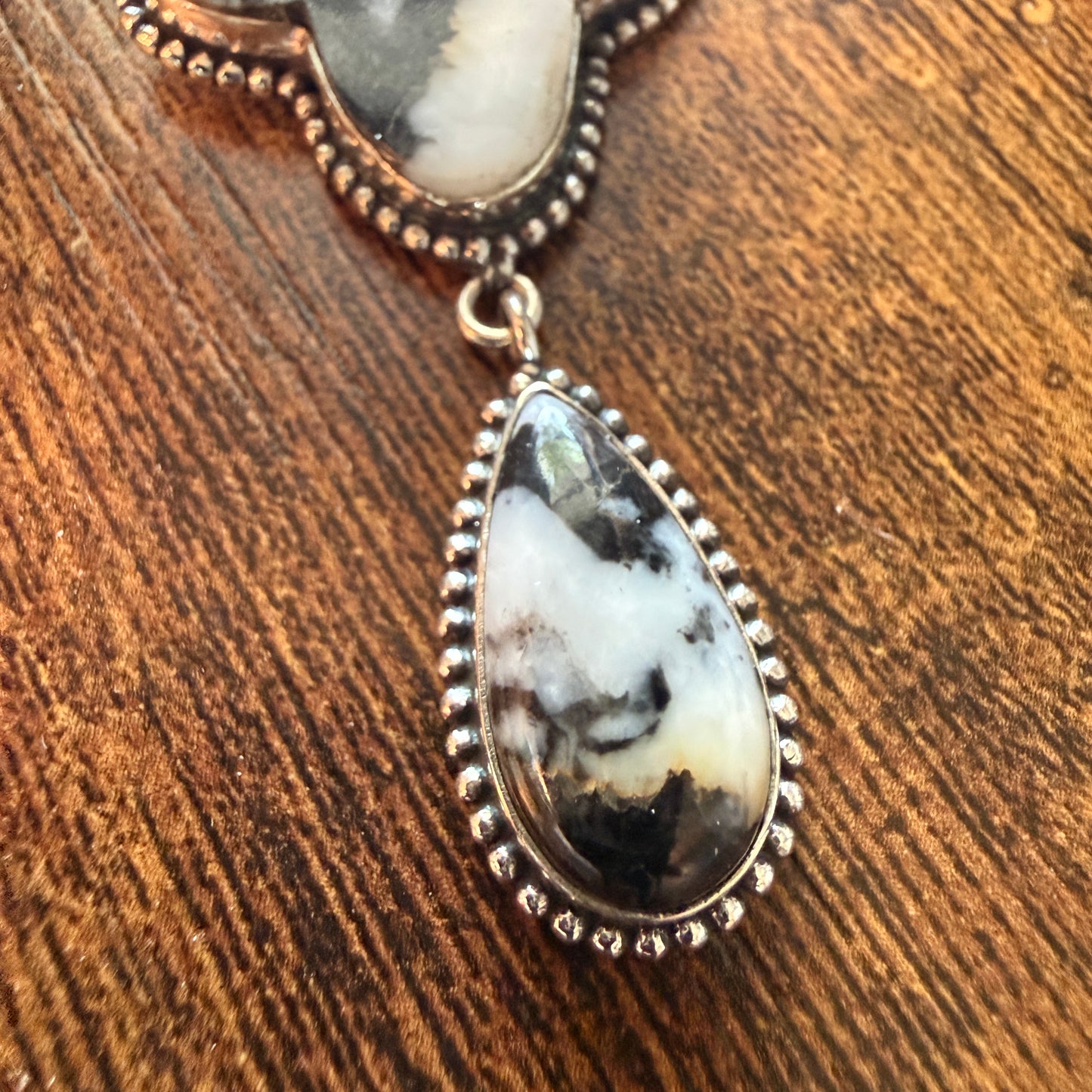 White Buffalo Turquoise Dahlia Pendant 925 Sterling Silver Handcrafted