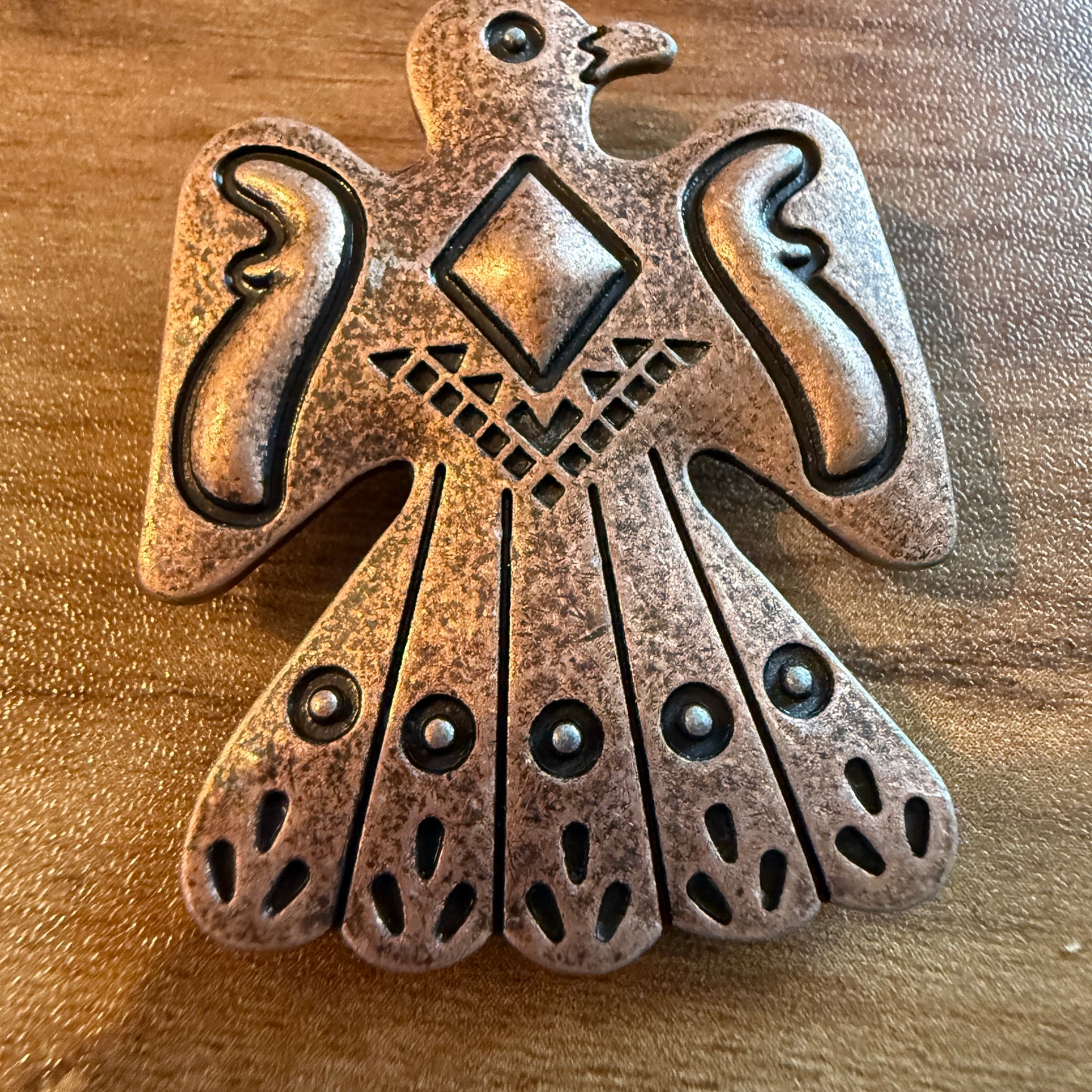 Navajo Style Copper Thunderbird Pendant Or Belt Slide, 2 Inch