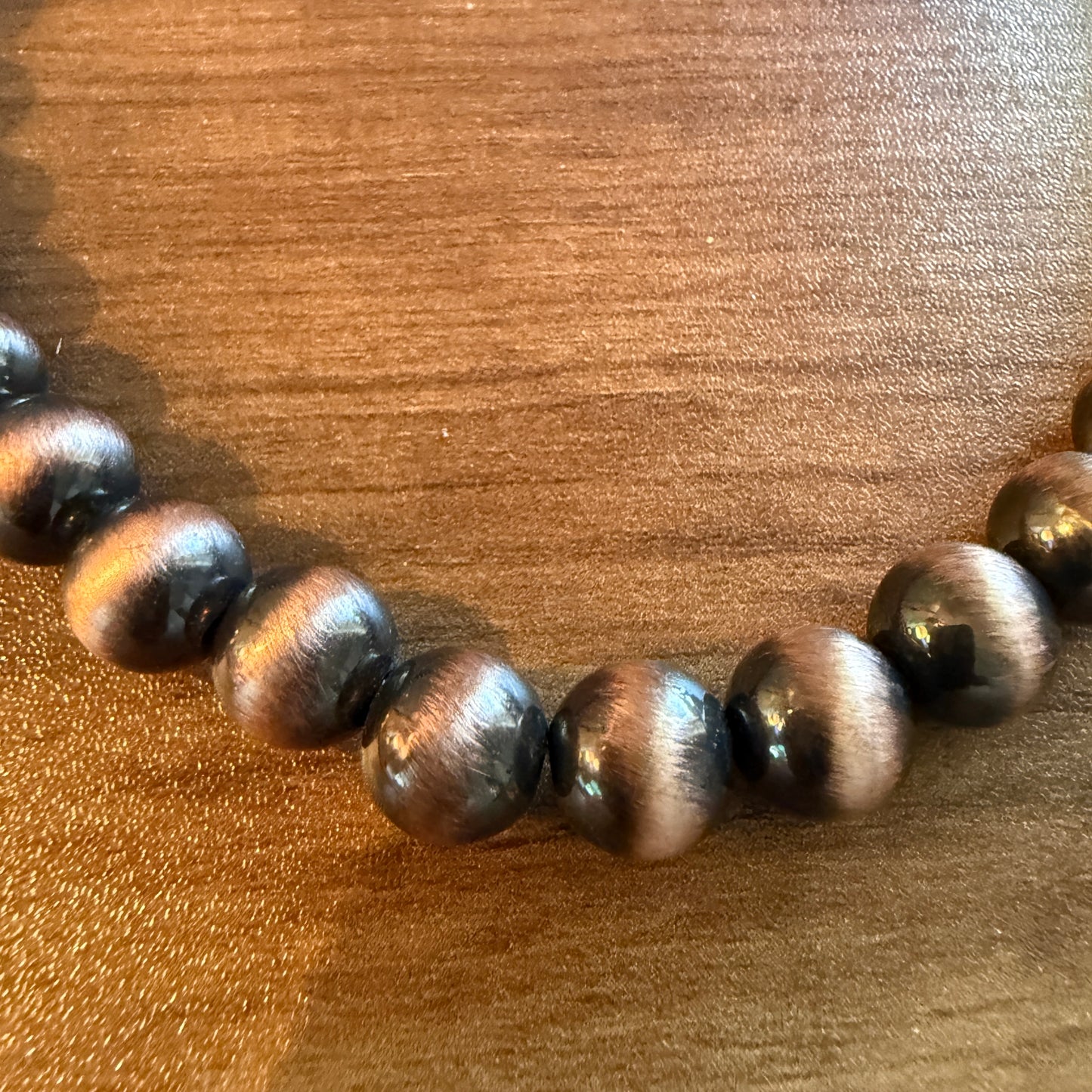 Navajo Style Faux COPPER Pearl Bead Choker Necklace 15 Inch Length, 10mm Beads