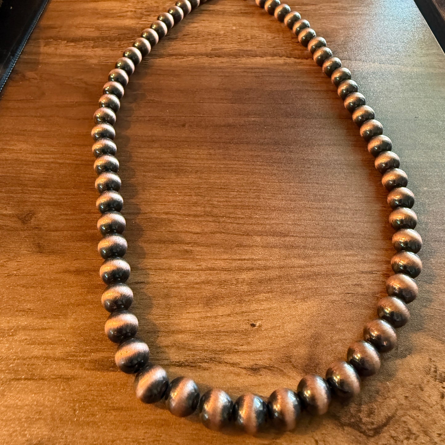 Navajo Style Faux Copper Pearl Bead Necklace 21 Inch 10mm Jewelry