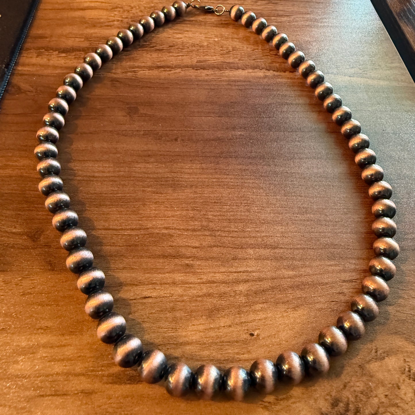 Navajo Style Faux Copper Pearl Bead Necklace 21 Inch 10mm Jewelry