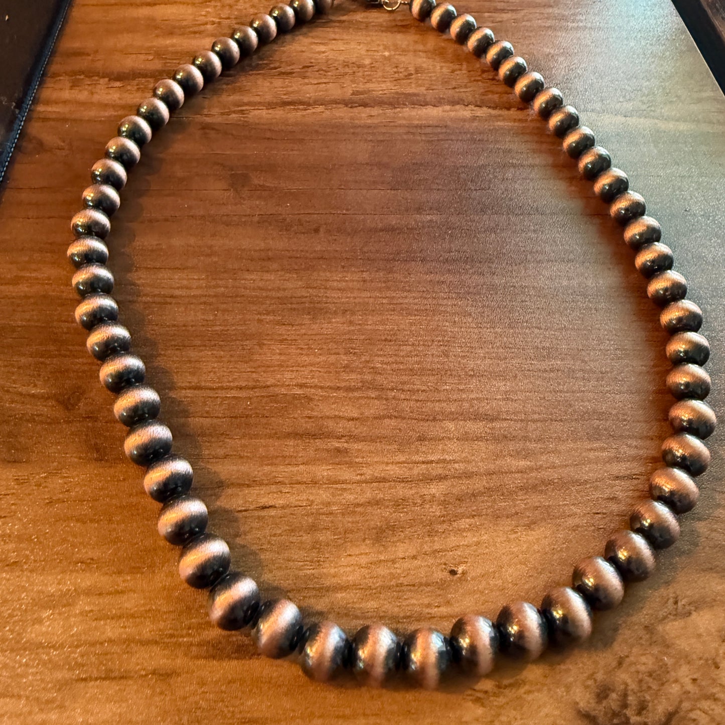 Navajo Style Faux Copper Pearl Bead Necklace 21 Inch 10mm Jewelry