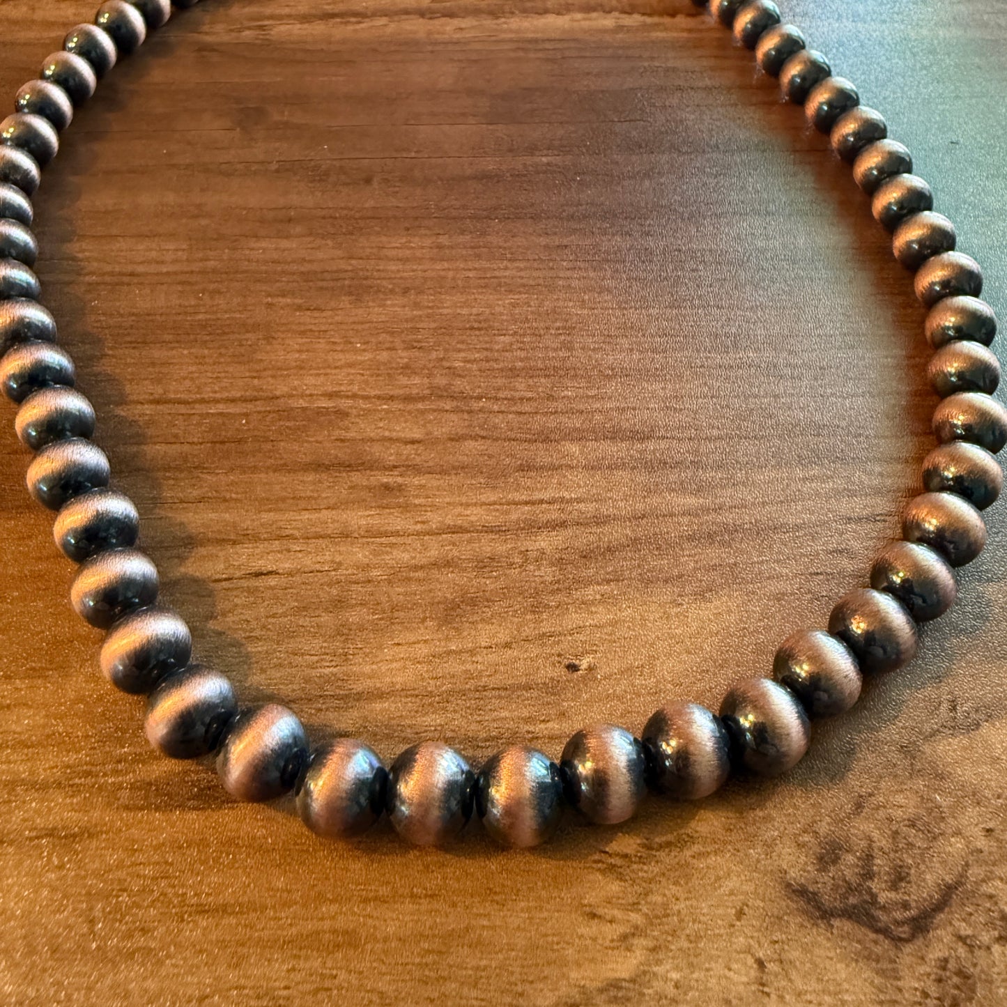 Navajo Style Faux Copper Pearl Bead Necklace 21 Inch 10mm Jewelry