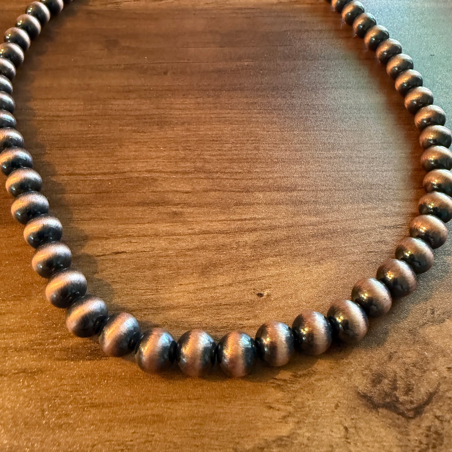 Navajo Style Faux Copper Pearl Bead Necklace 21 Inch 10mm Jewelry