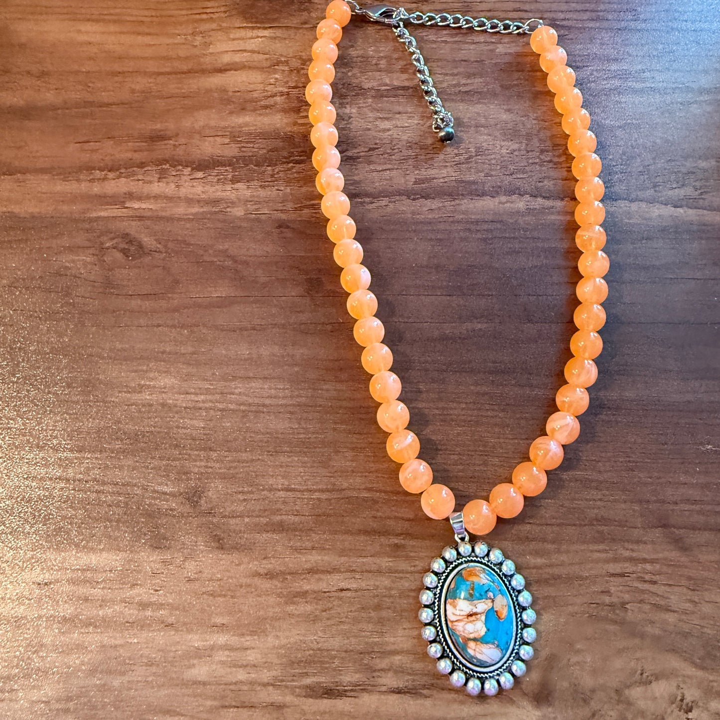 Gemstone Bead Necklace With 1.5 Inch Pendant 16 To 21