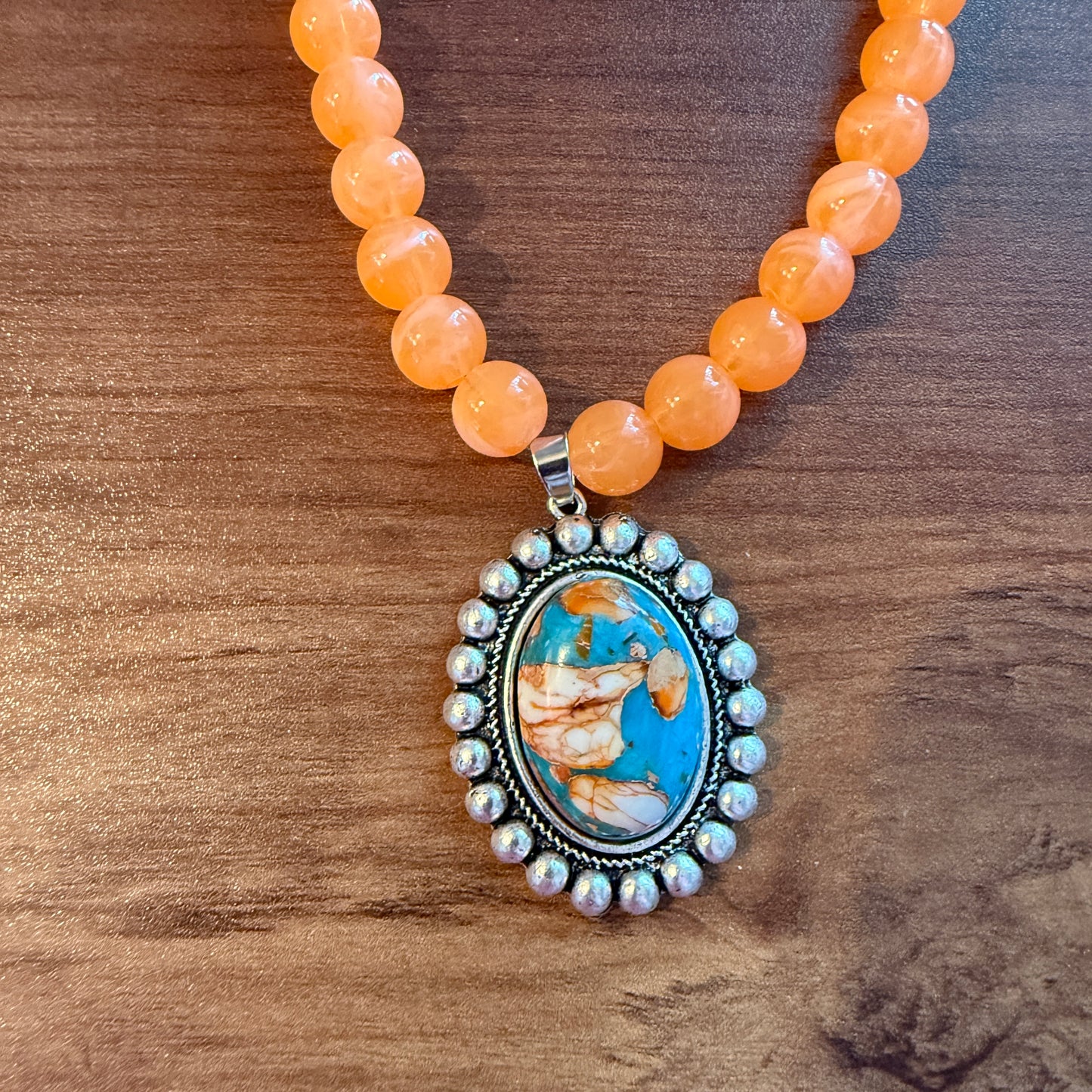 Gemstone Bead Necklace With 1.5 Inch Pendant 16 To 21
