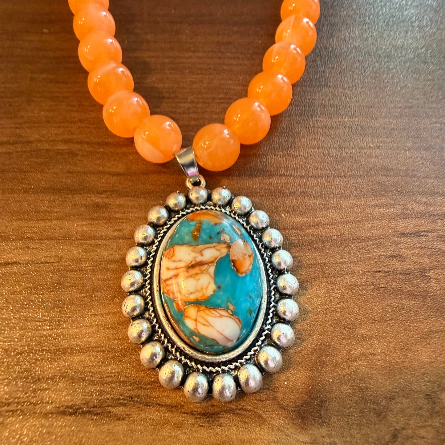 Gemstone Bead Necklace With 1.5 Inch Pendant 16 To 21