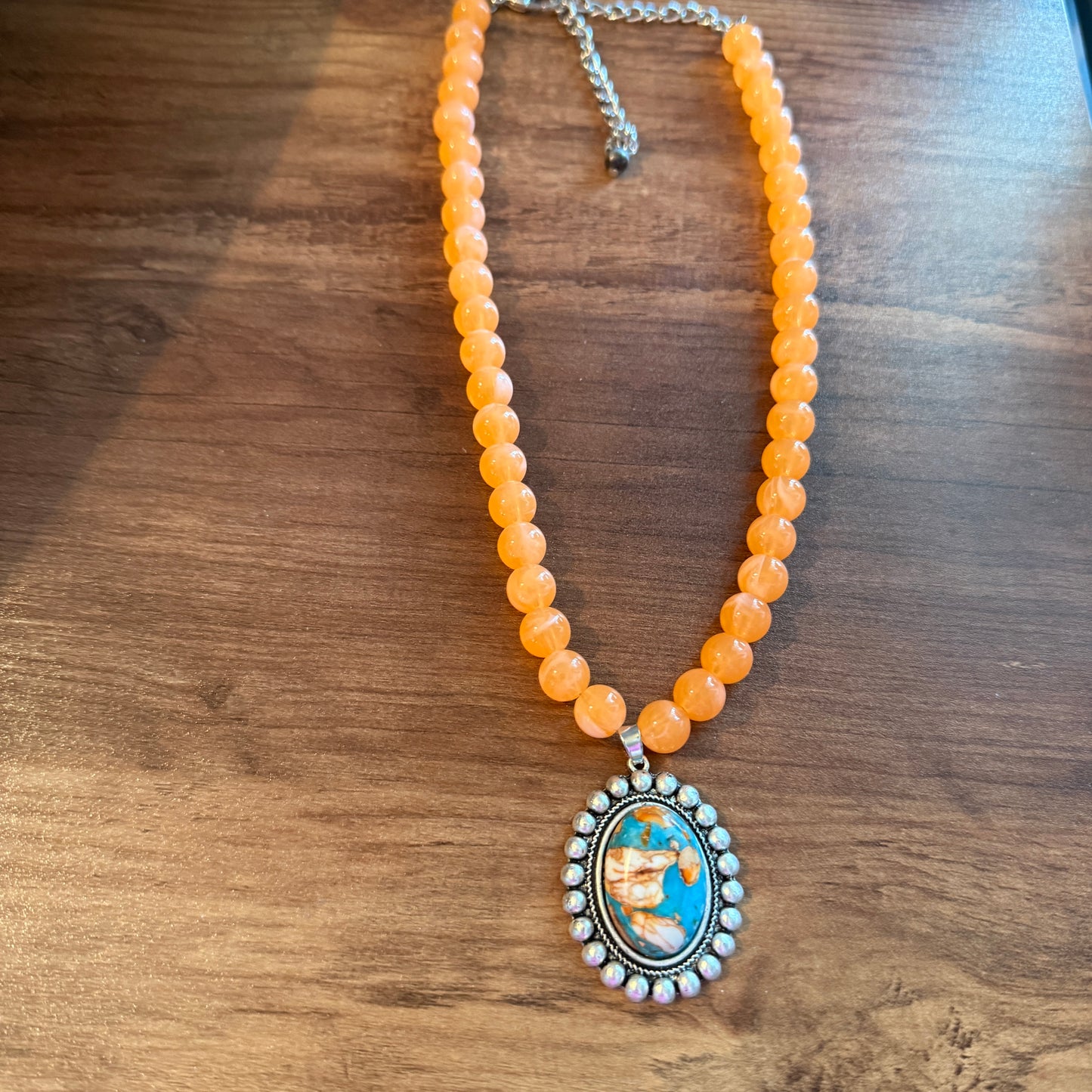 Gemstone Bead Necklace With 1.5 Inch Pendant 16 To 21
