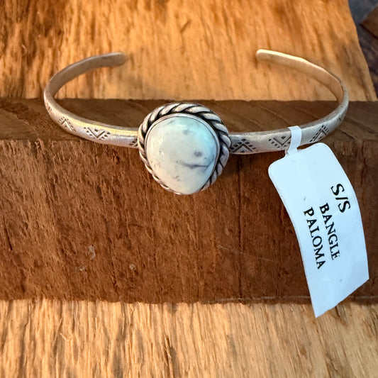 Native Inspired Paloma Gemstone Cuff Bracelet Sterling Silver, Adjustable