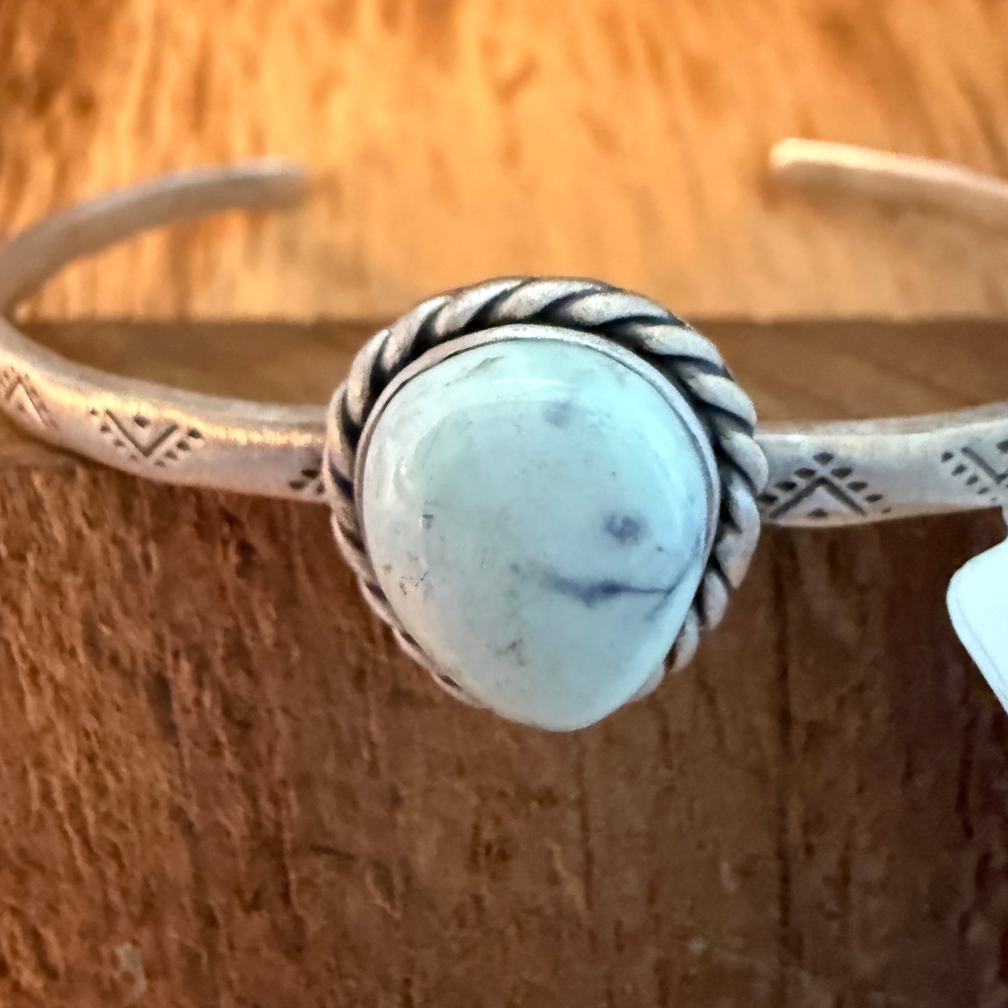 Native Inspired Paloma Gemstone Cuff Bracelet Sterling Silver, Adjustable