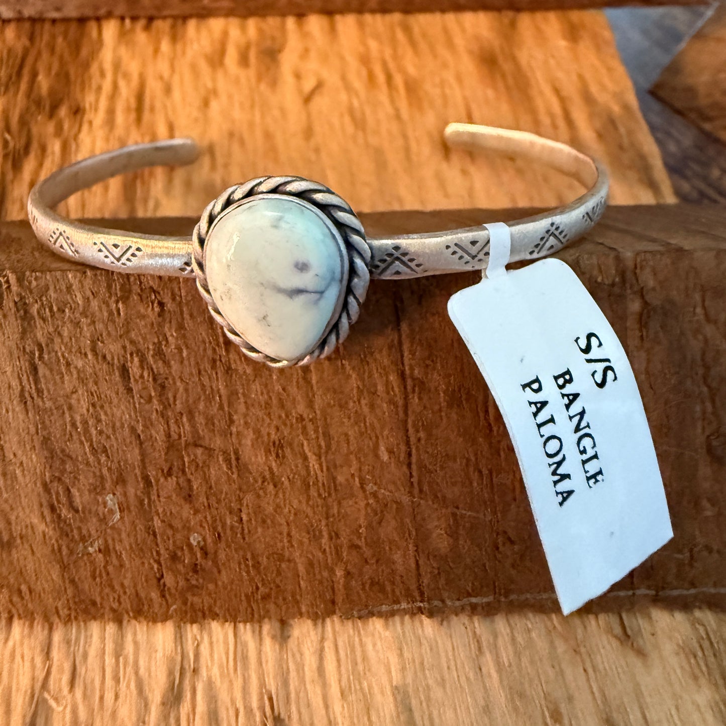 Native Inspired Paloma Gemstone Cuff Bracelet Sterling Silver, Adjustable