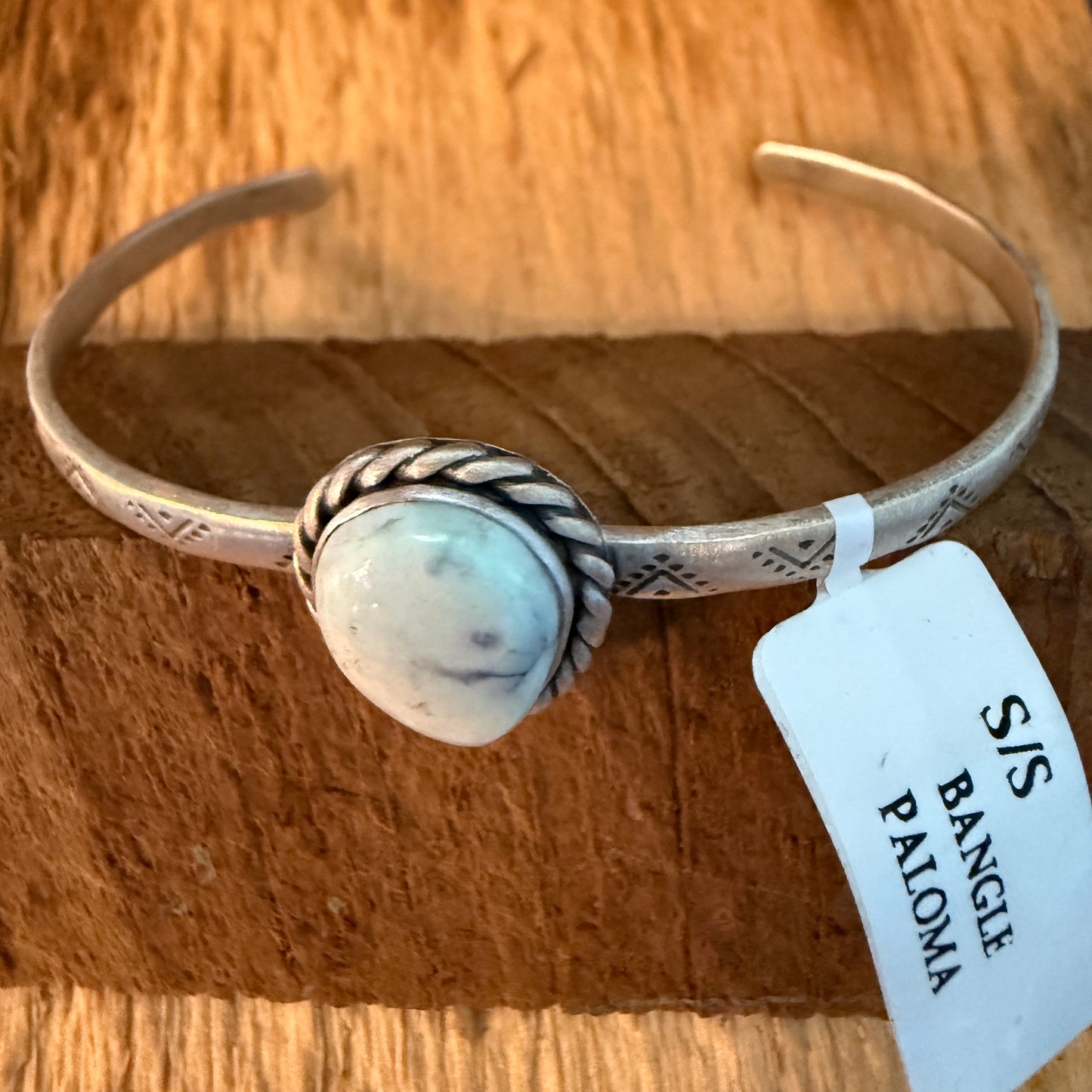 Native Inspired Paloma Gemstone Cuff Bracelet Sterling Silver, Adjustable
