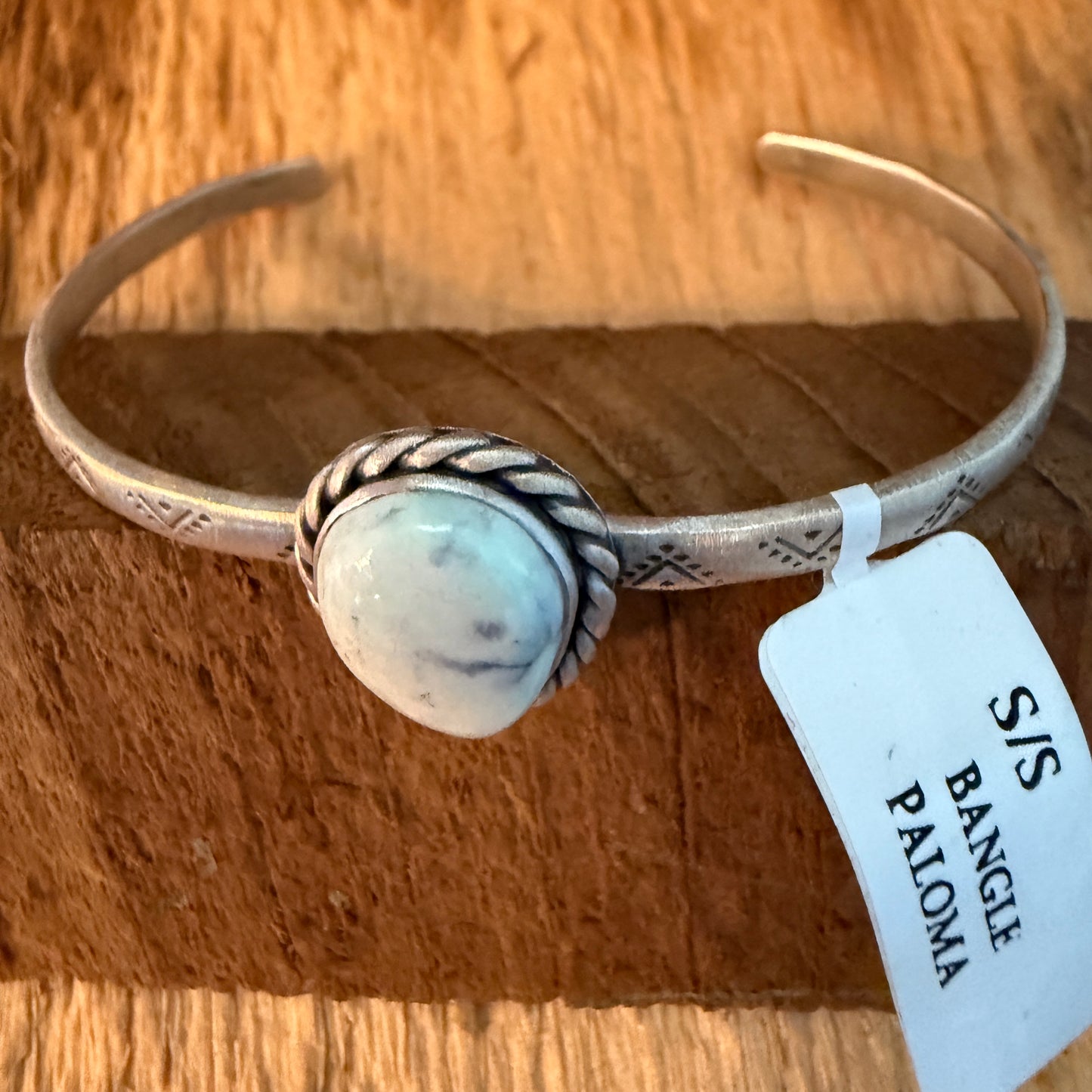 Native Inspired Paloma Gemstone Cuff Bracelet Sterling Silver, Adjustable