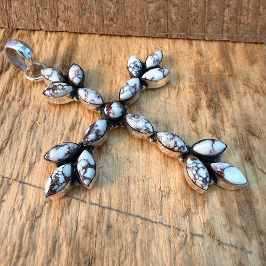 Wild Horse Gemstone Cross Pendant in Sterling Silver