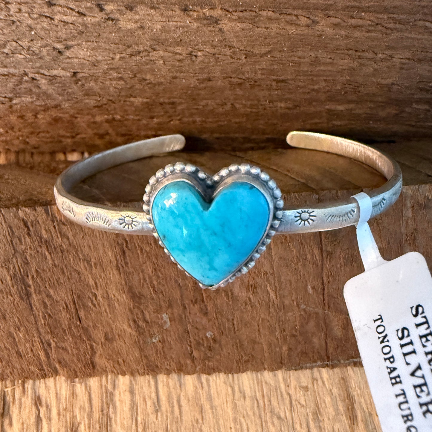 Navajo Inspired Tonopah Turquoise Sterling Silver Cuff Bracelet Adjustable