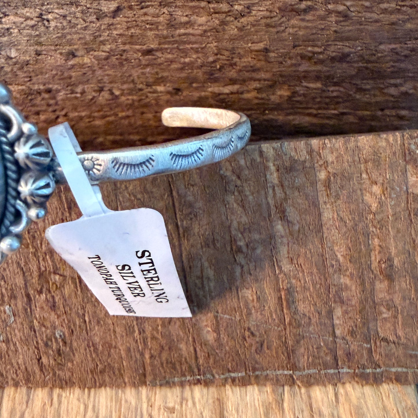 Navajo Inspired Tonopah Turquoise Sterling Silver Cuff Bangle Adjustable