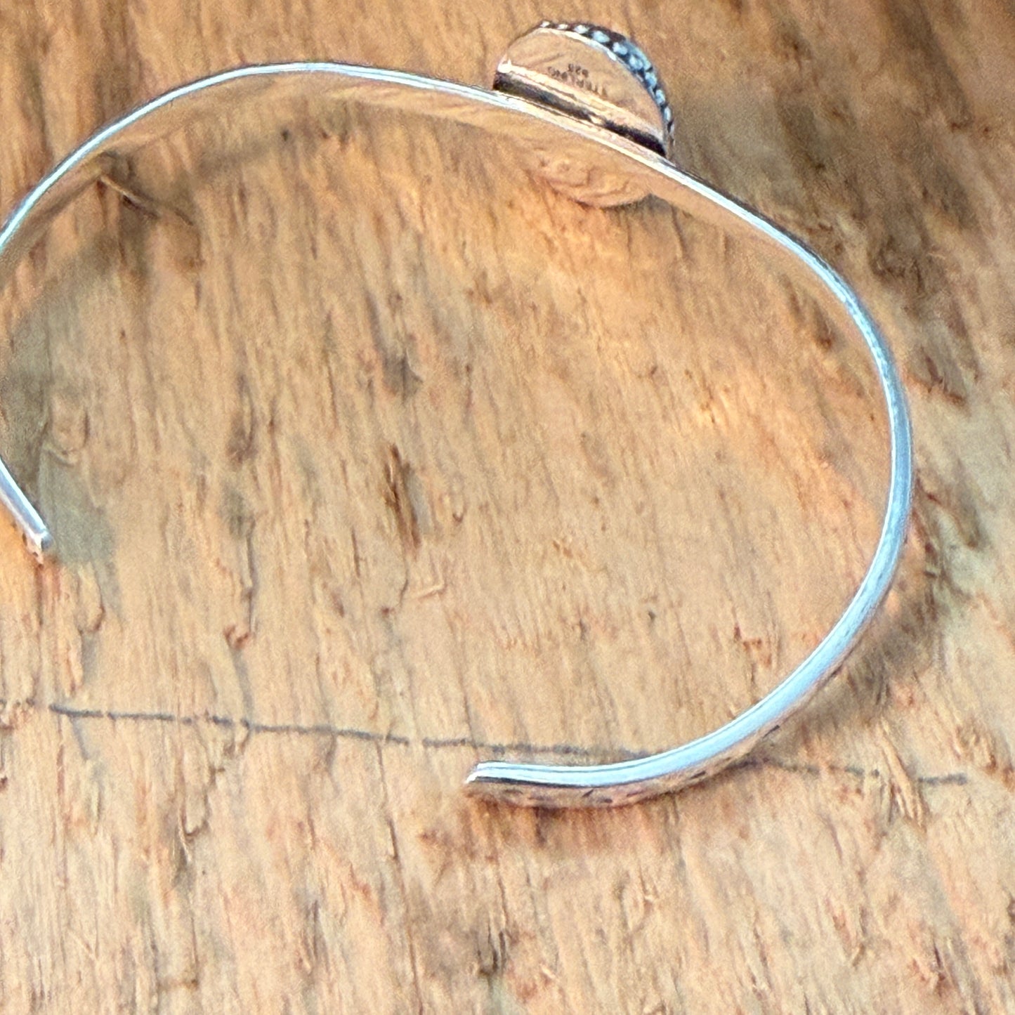 Navajo Style Pink Conch Gemstone Sterling Silver Adjustable Cuff Bracelet