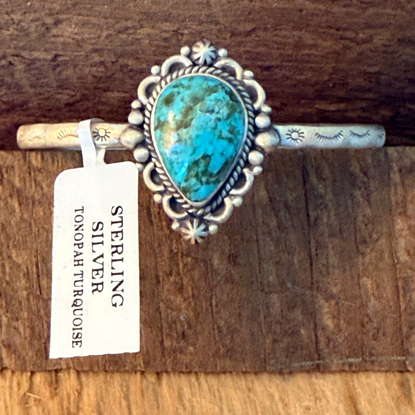 Tonopah Turquoise 925 Sterling Silver Cuff Bracelet Native Inspired Adjustable