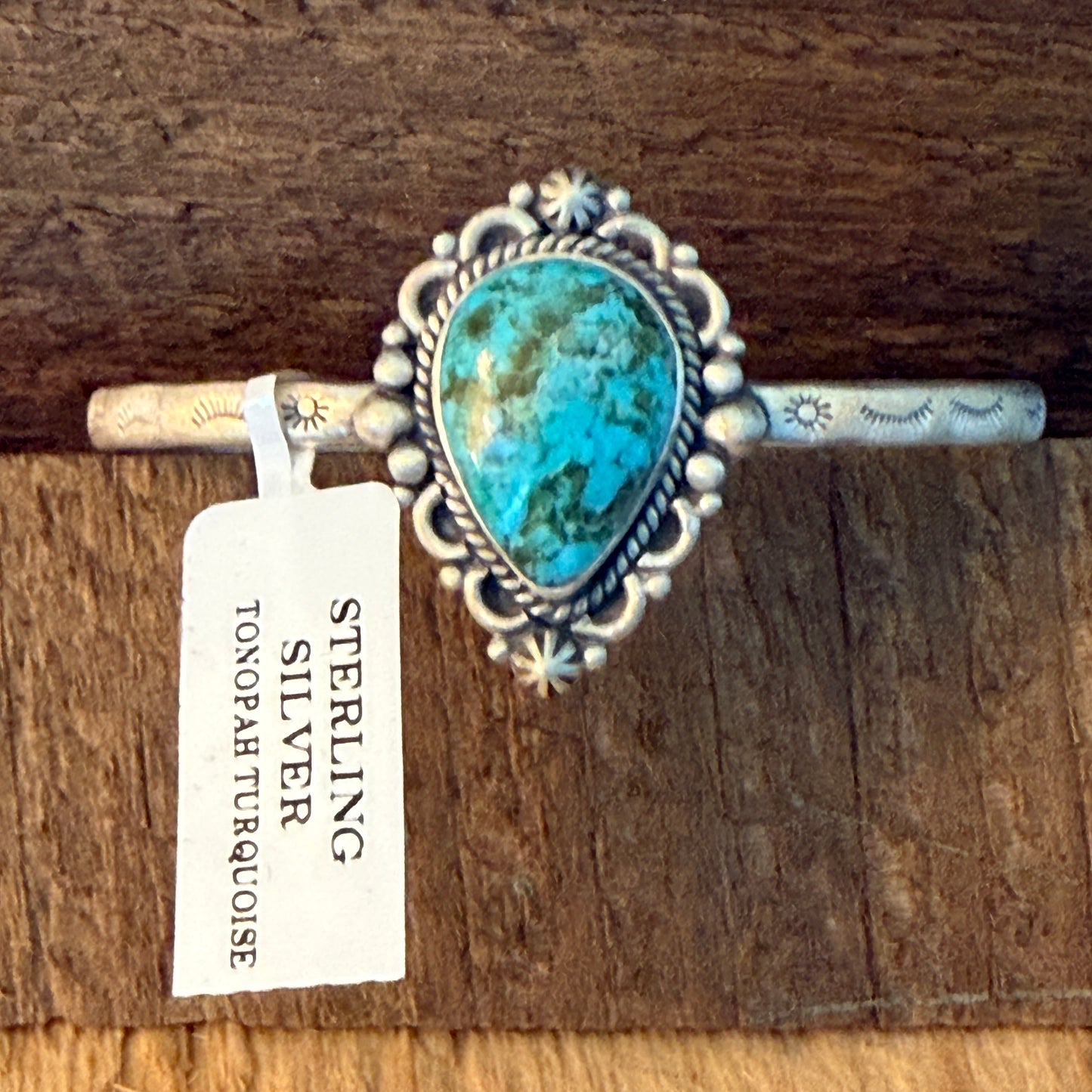 Tonopah Turquoise 925 Sterling Silver Cuff Bracelet Native Inspired Adjustable