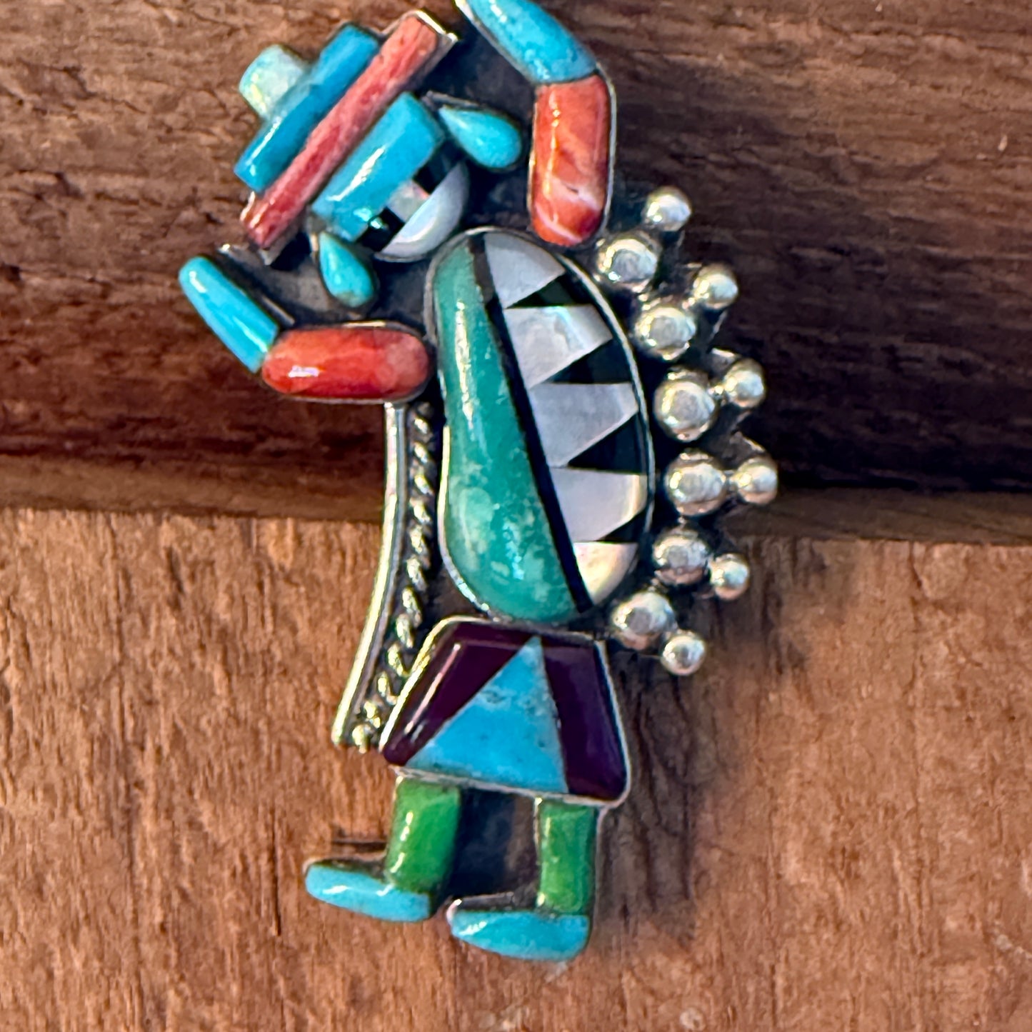 Handcrafted Native Inspired Turquoise Inlay Sterling Silver Cuff Ring Adjustable