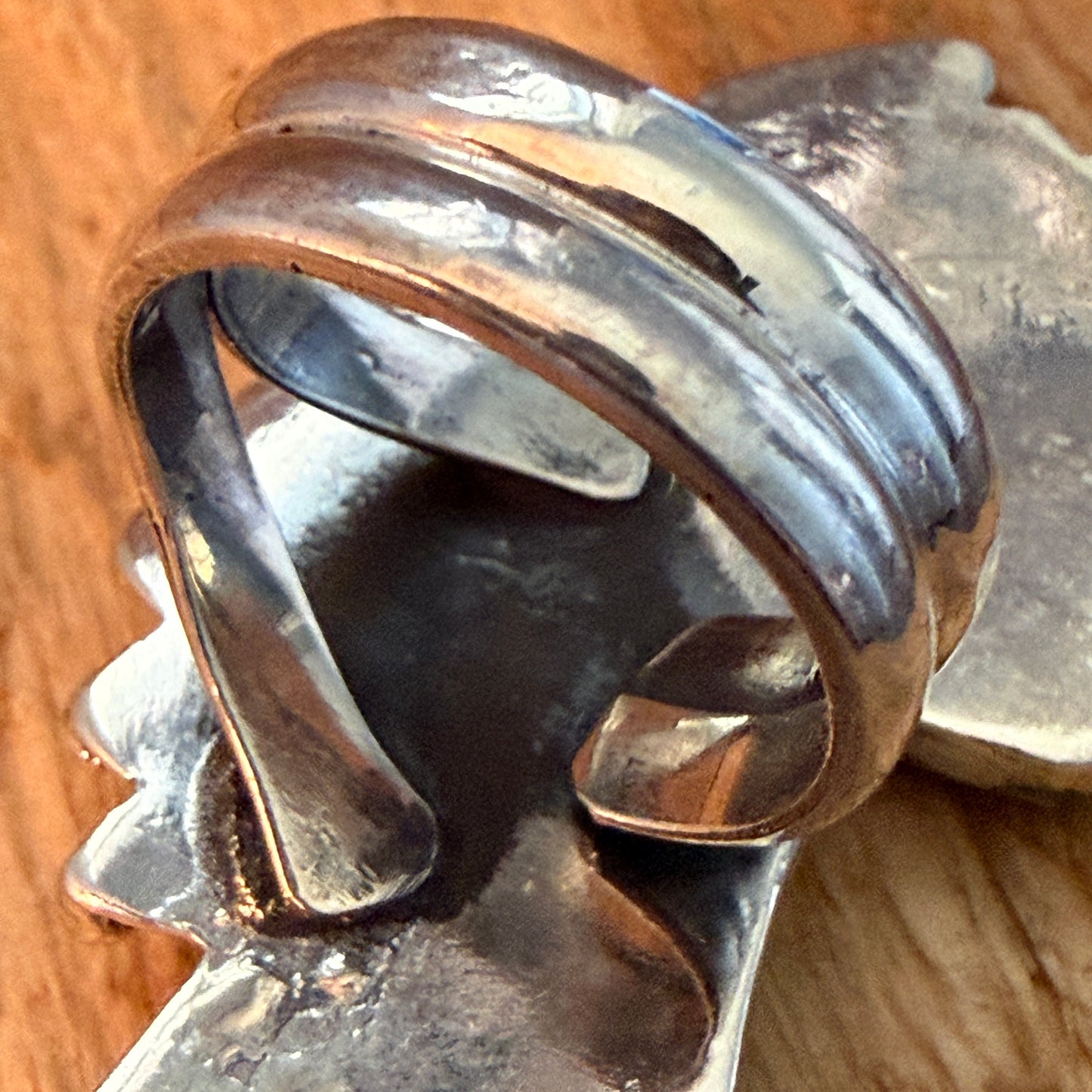 Handcrafted Native Inspired Turquoise Inlay Sterling Silver Cuff Ring Adjustable