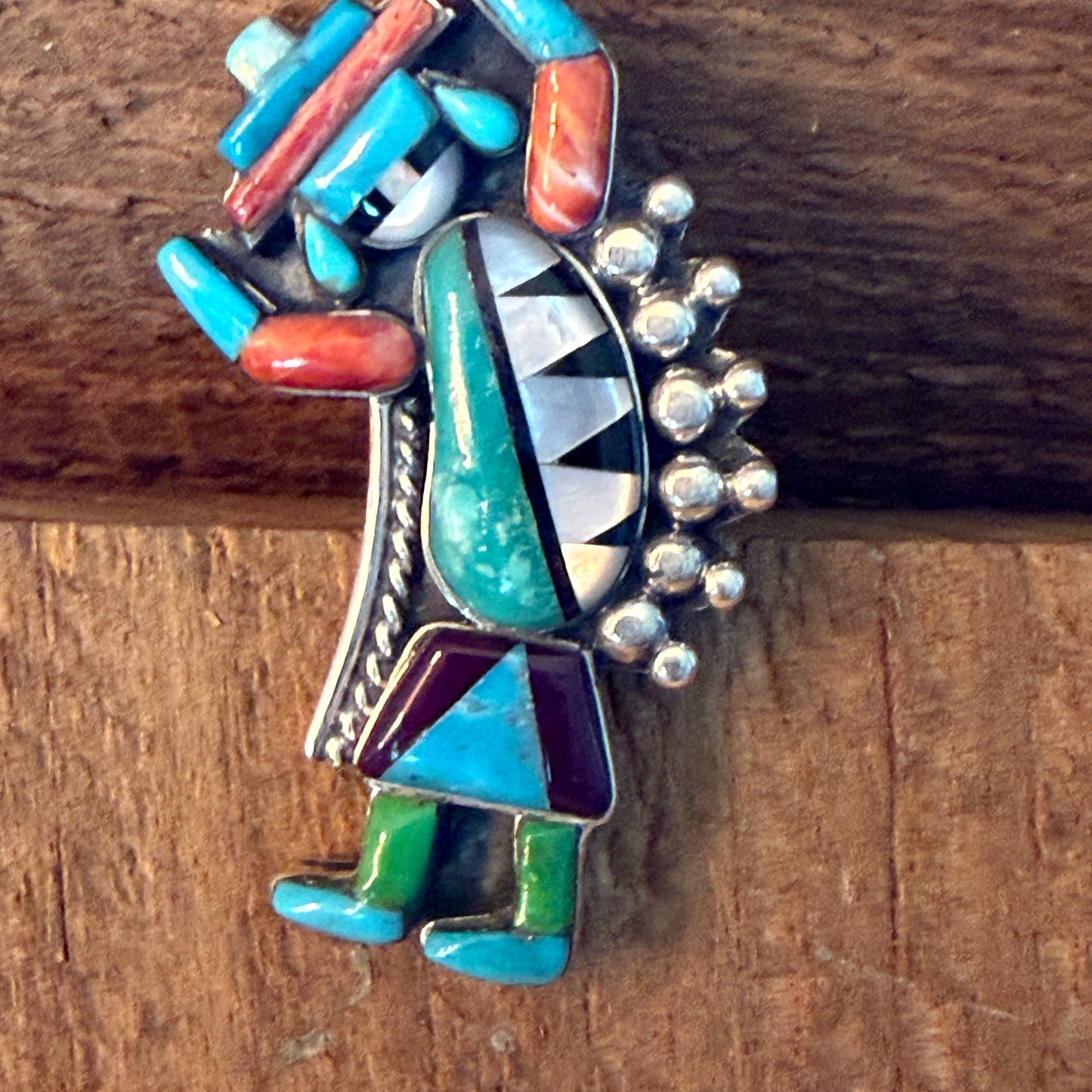 Handcrafted Native Inspired Turquoise Inlay Sterling Silver Cuff Ring Adjustable