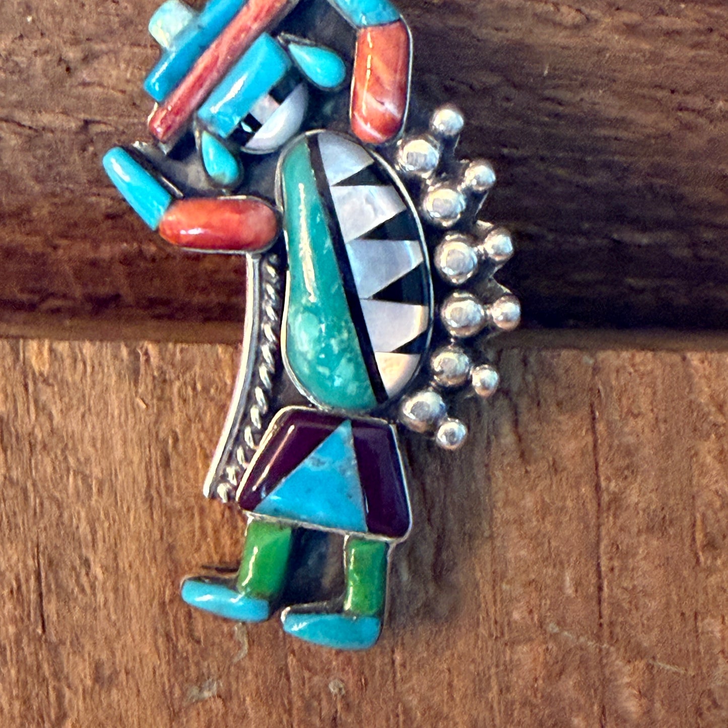 Handcrafted Native Inspired Turquoise Inlay Sterling Silver Cuff Ring Adjustable