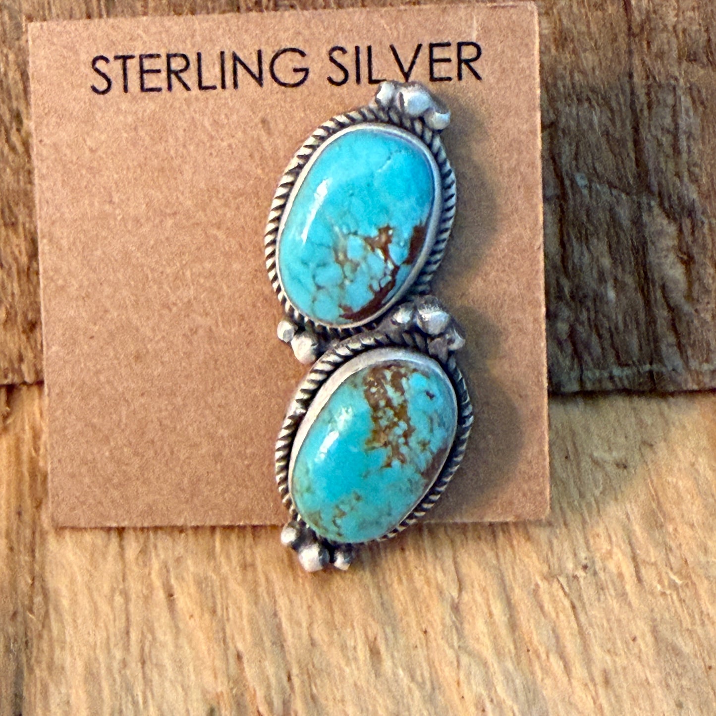 Native Inspired Number 8 Turquoise Gemstone Sterling Silver Stud Earrings