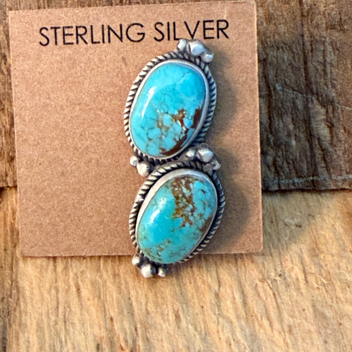 Native Inspired Number 8 Turquoise Gemstone Sterling Silver Stud Earrings