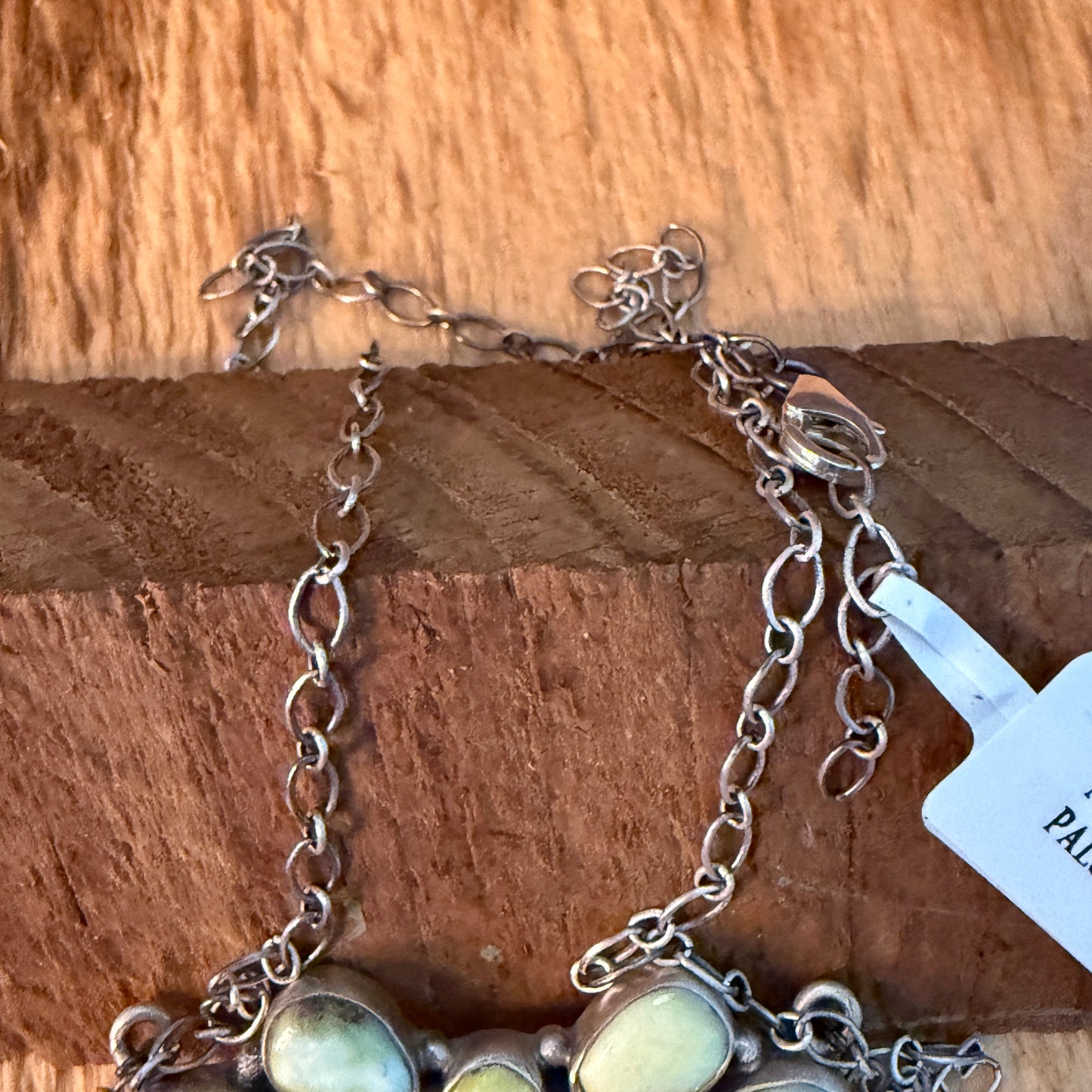 Native Inspired Palomino Turquoise Seven Gemstone Cluster Sterling Bar Pendant