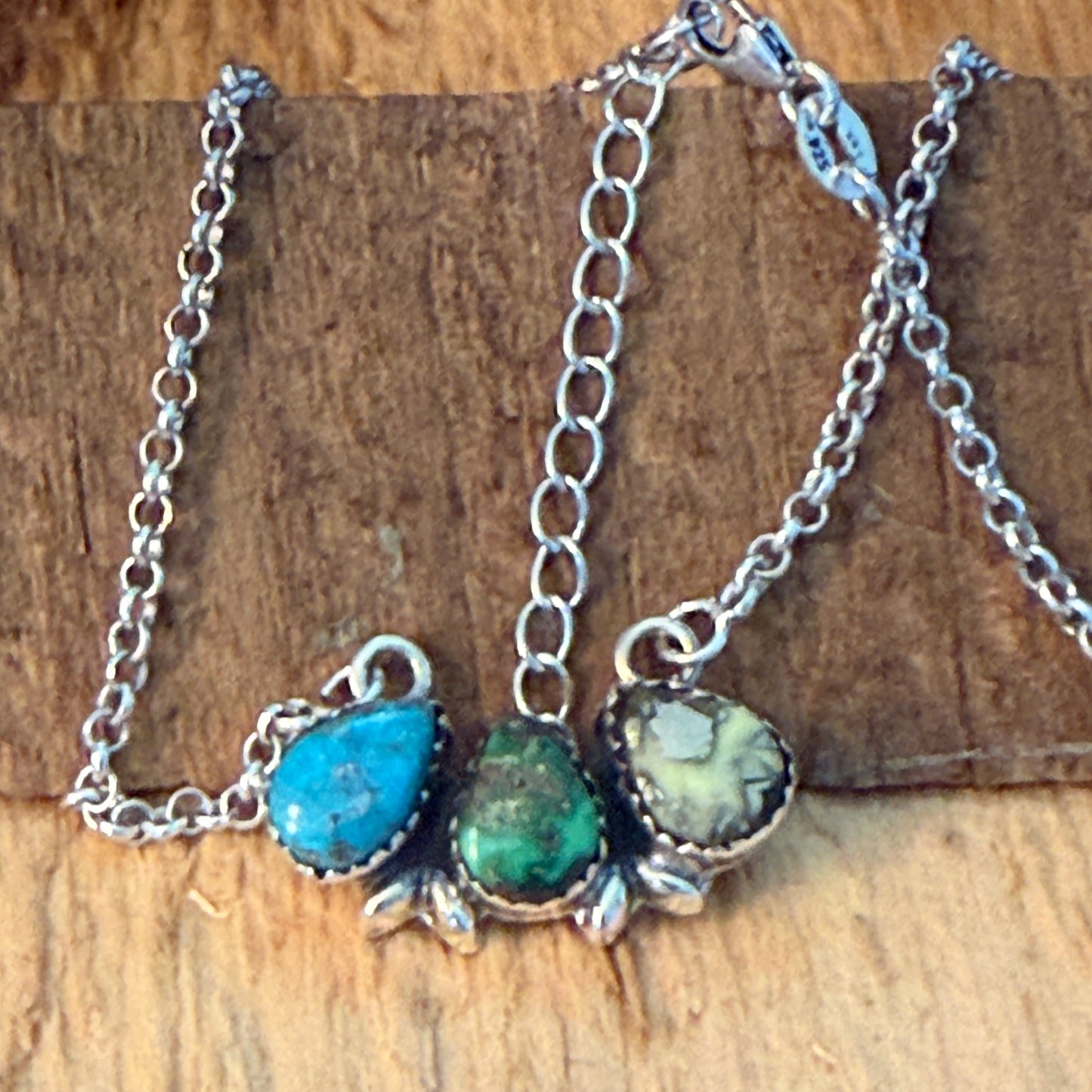 White Water Golden Sonoran Wild Horse Turquoise Three Varieties Cluster Necklace