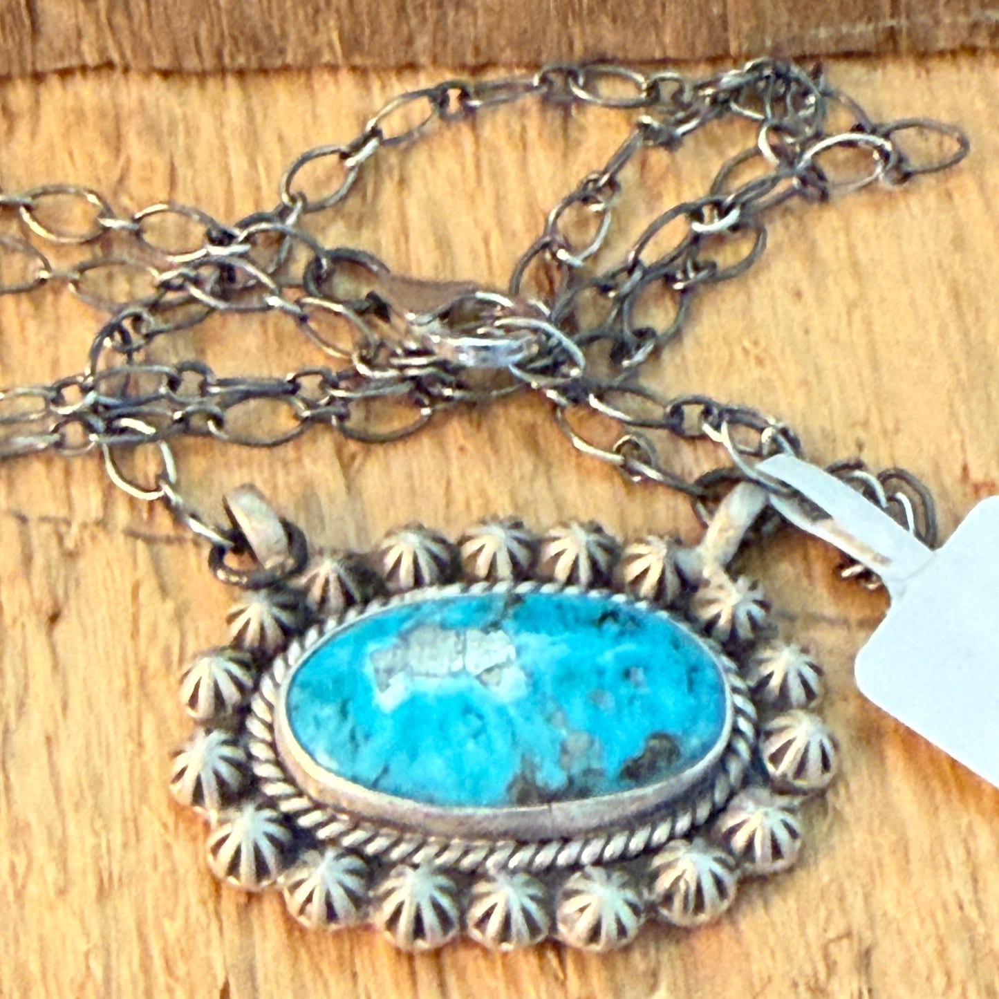 Navajo Inspired Tonopah Turquoise Pendant Necklace in Sterling Silver
