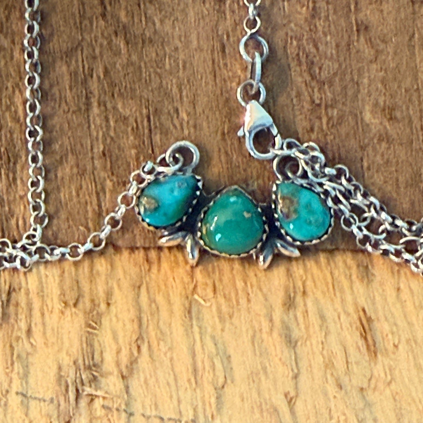 Native Inspired Sonoran Gold Turquoise Three Gemstone Cluster Necklace