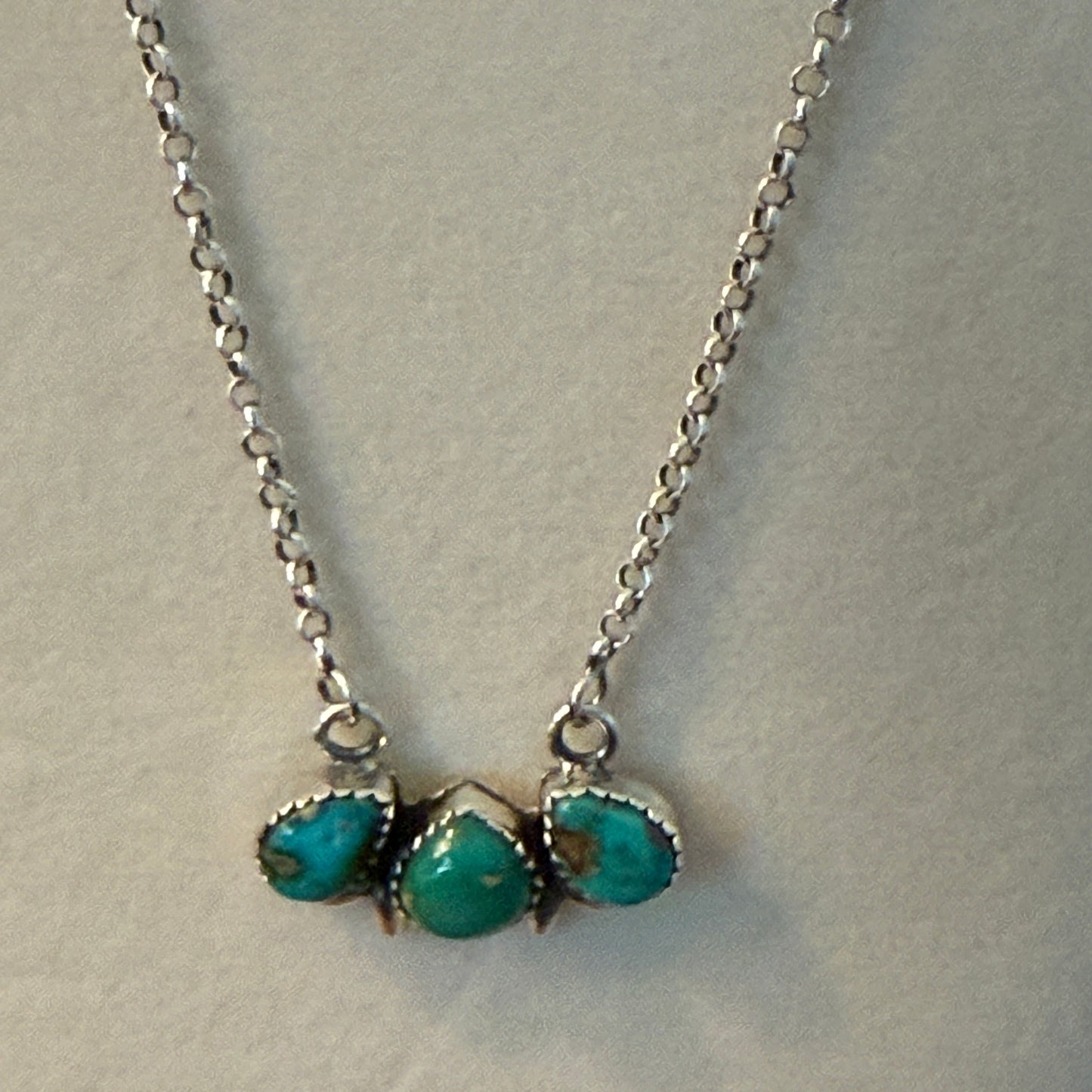 Native Inspired Sonoran Gold Turquoise Three Gemstone Cluster Necklace