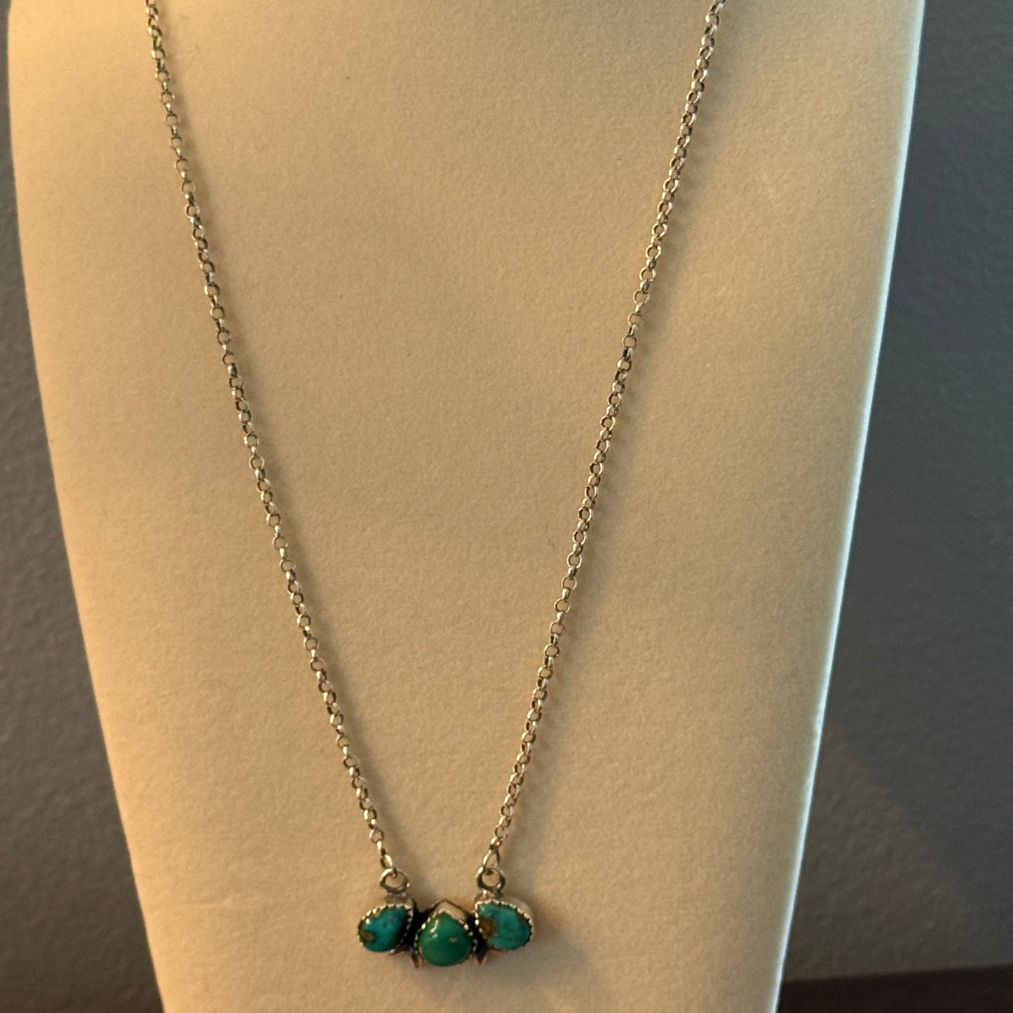 Native Inspired Sonoran Gold Turquoise Three Gemstone Cluster Necklace