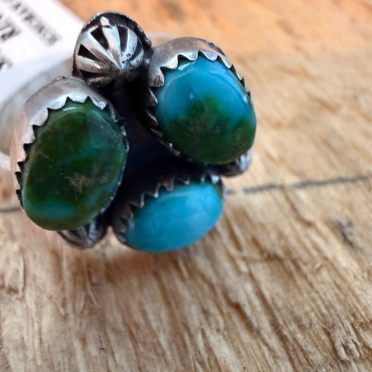 Sonoran Gold Turquoise Three Gemstone Cluster Ring In Sterling Silver Adjustable